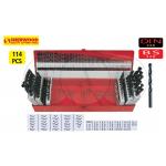 ชุดดอกสว่านเจาะเหล็ก (mm, inch) SET OF 114 HSS MET/IMP JOBBER DRILLS SHERWOOD