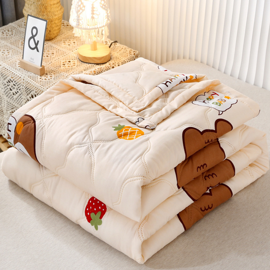 ผ้านวมบาง 5 ฟุต ผ้าห่มบาง ผ้าห่มใยไหม 5 ฟุต ผ้าห่มบาง 1 กระสอบ 80 ผืน ผืนละ 125.- อัดลายด้วยความร้อน