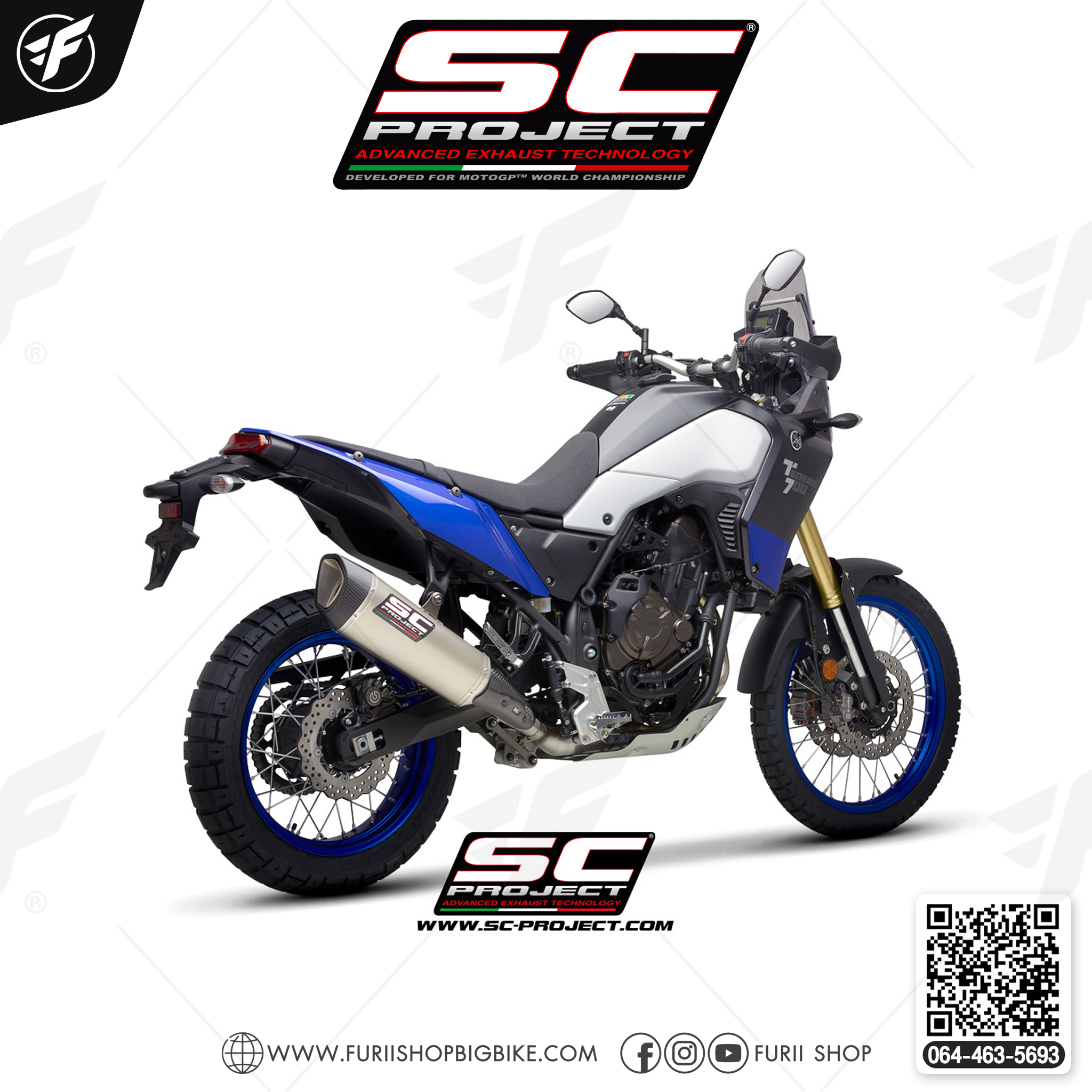 YAMAHA TENERE 700 (2019 - 2020) SC1-R Muffler, titanium, with carbon fiber end cap