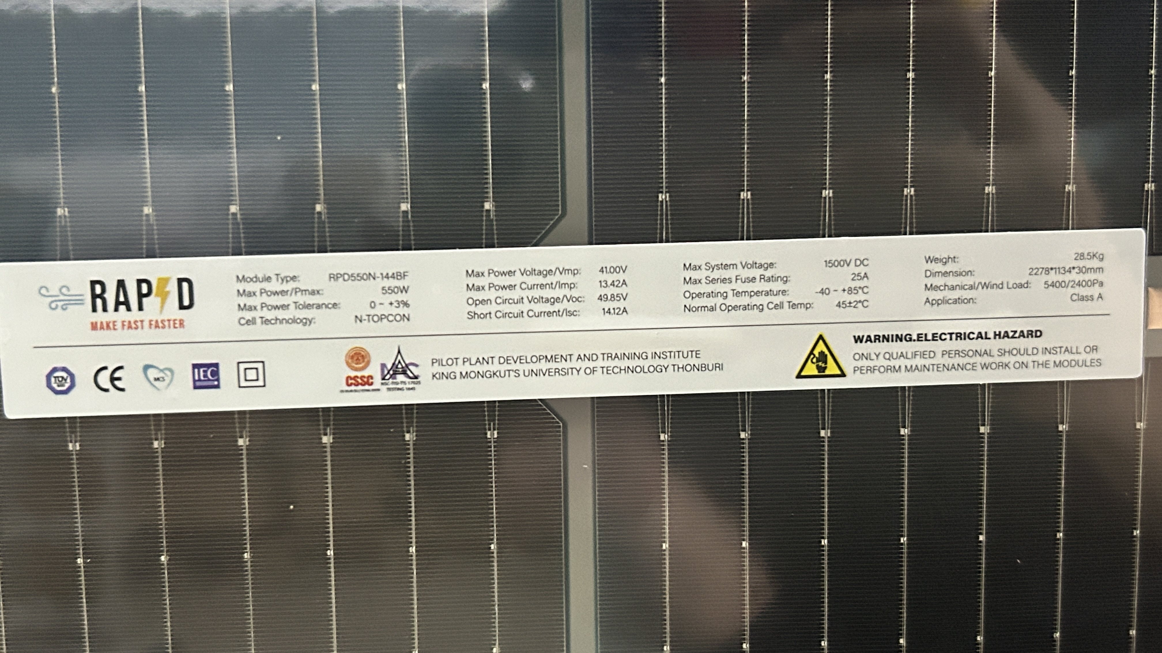 แผงโซล่าเซลล์ solar mono half ขนาด 550W ( 2 หน้า ) แบรนด์ RAPD