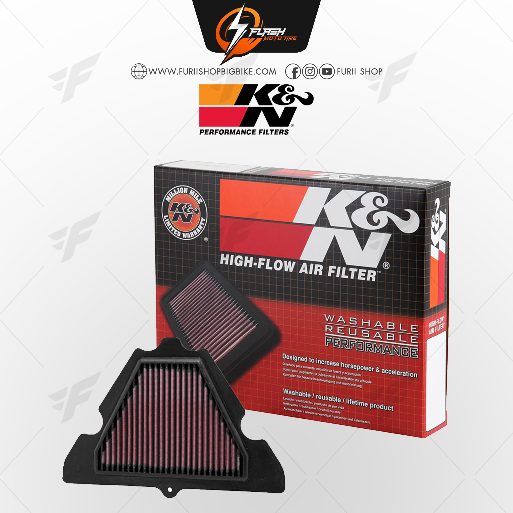 กรองอากาศ K&N สำหรับ KAWASAKI