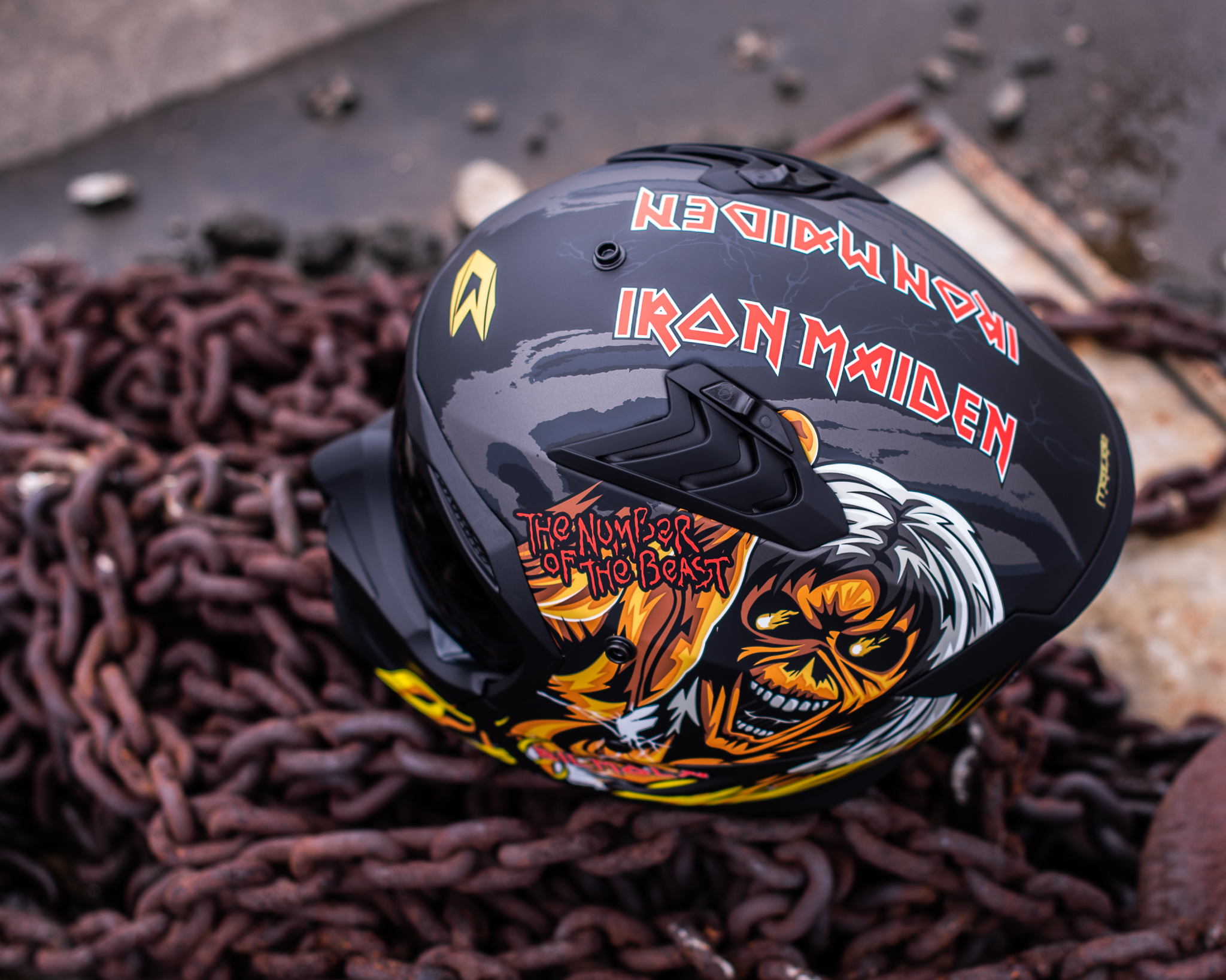 หมวกกันน็อคเต็มใบ Bilmola รุ่น SPIKER Iron Maiden LIMITED EDITION The Number of The Beast Back