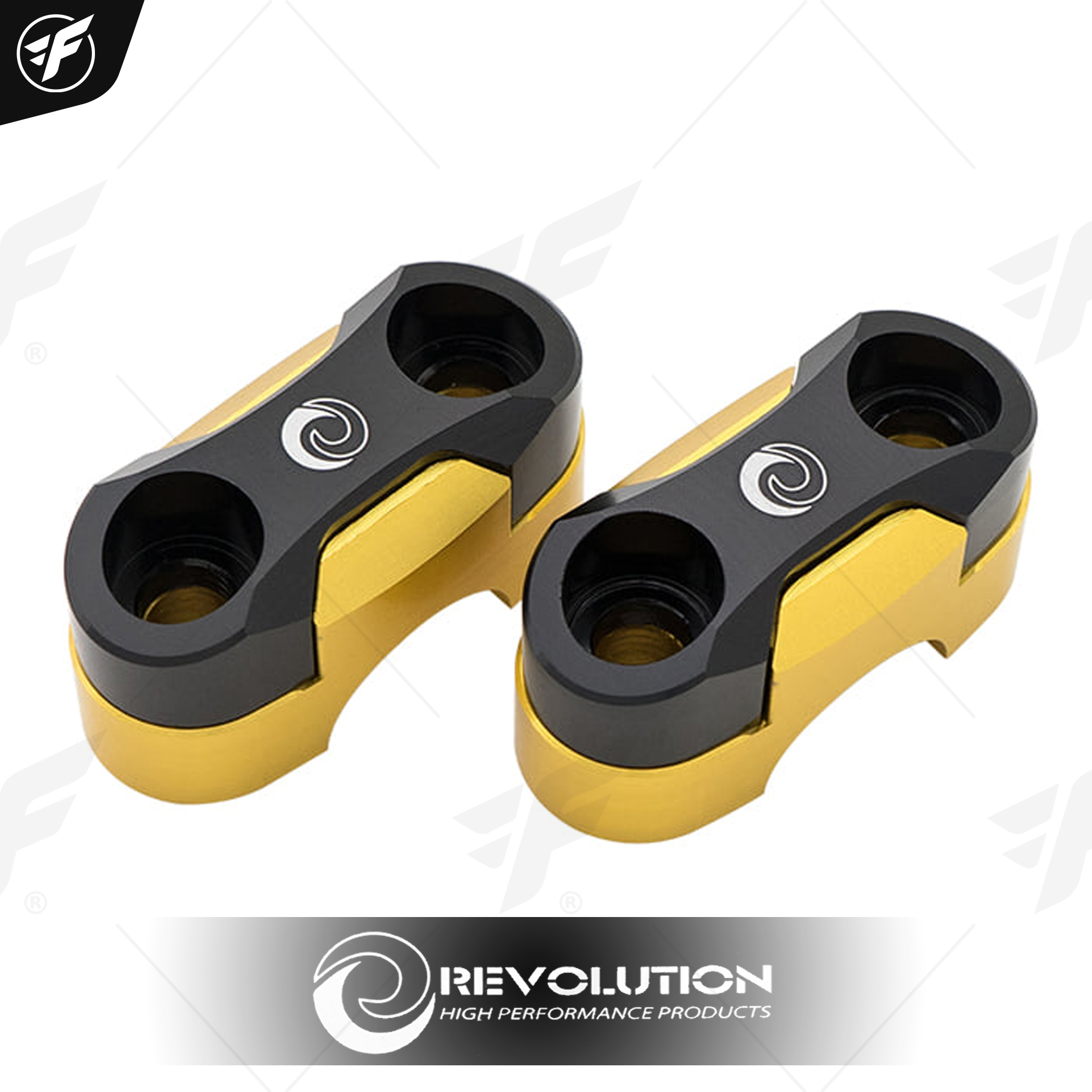 ประกับตุ๊กตาแฮนด์ 2 ชิ้น(R+L) CNC REVOLUTION M-SLAZ/PCX-160 ฐานทอง บนดำ