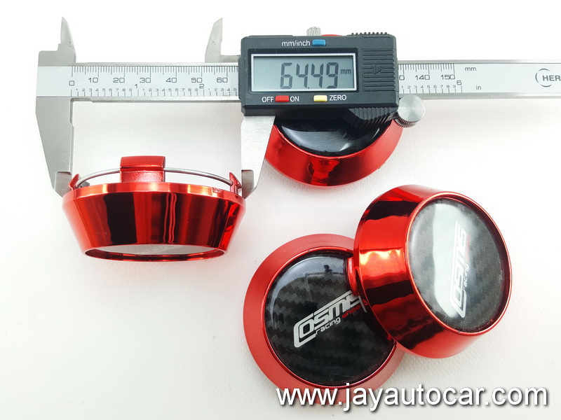 ฝาล้อรถยนต์ แม็กแต่ง ฝาล้อแม็ก ขนาด 63.5 มิล โลโก้ COSMIS RACING WHEELS สีแดง 1ชุด 4ชิ้น 63.5mm.