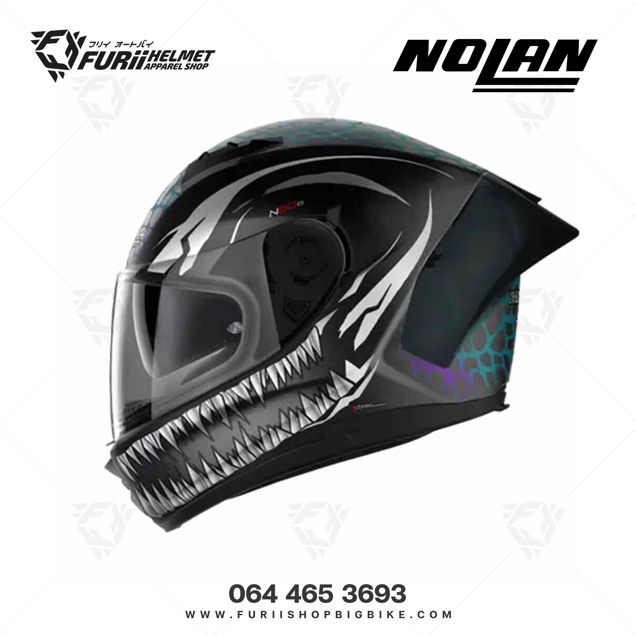 หมวกกันน็อคเต็มใบ NOLAN Ravenous Flat Black White (28)