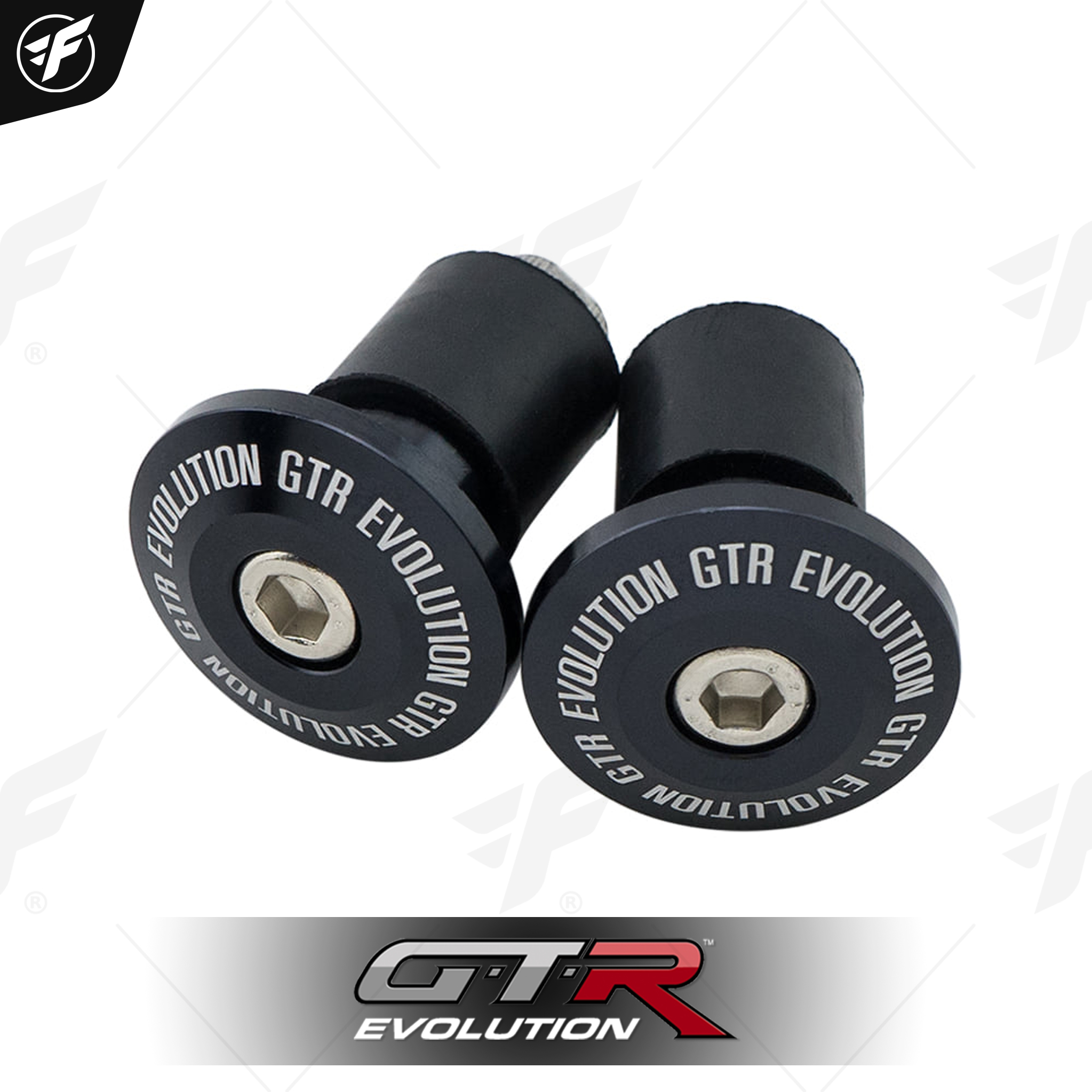 น็อตปลายแฮนด์ CNC GTR (มียาง) ดำ
