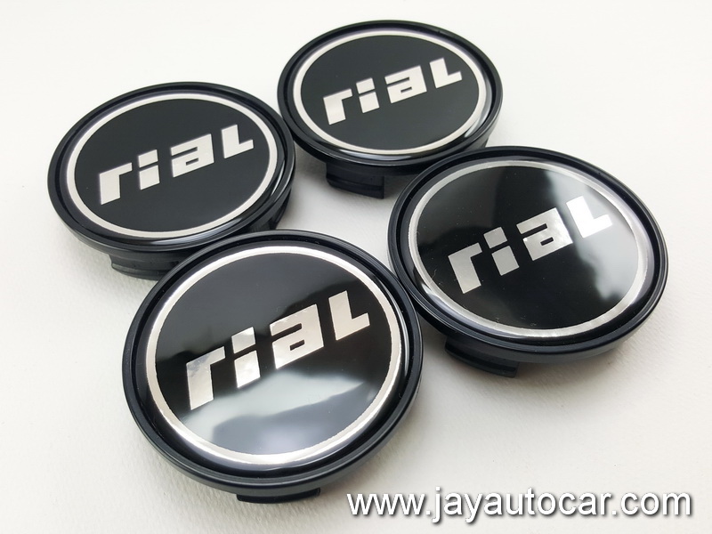 ฝาล้อรถยนต์ Logo Rial สำหรับ ล้อแม็ก สติ๊กเกอร์เรซิ่น Rial สีดำ ขนาด 63.5 มิล 1ชุด 4ชิ้น 63.5mm.