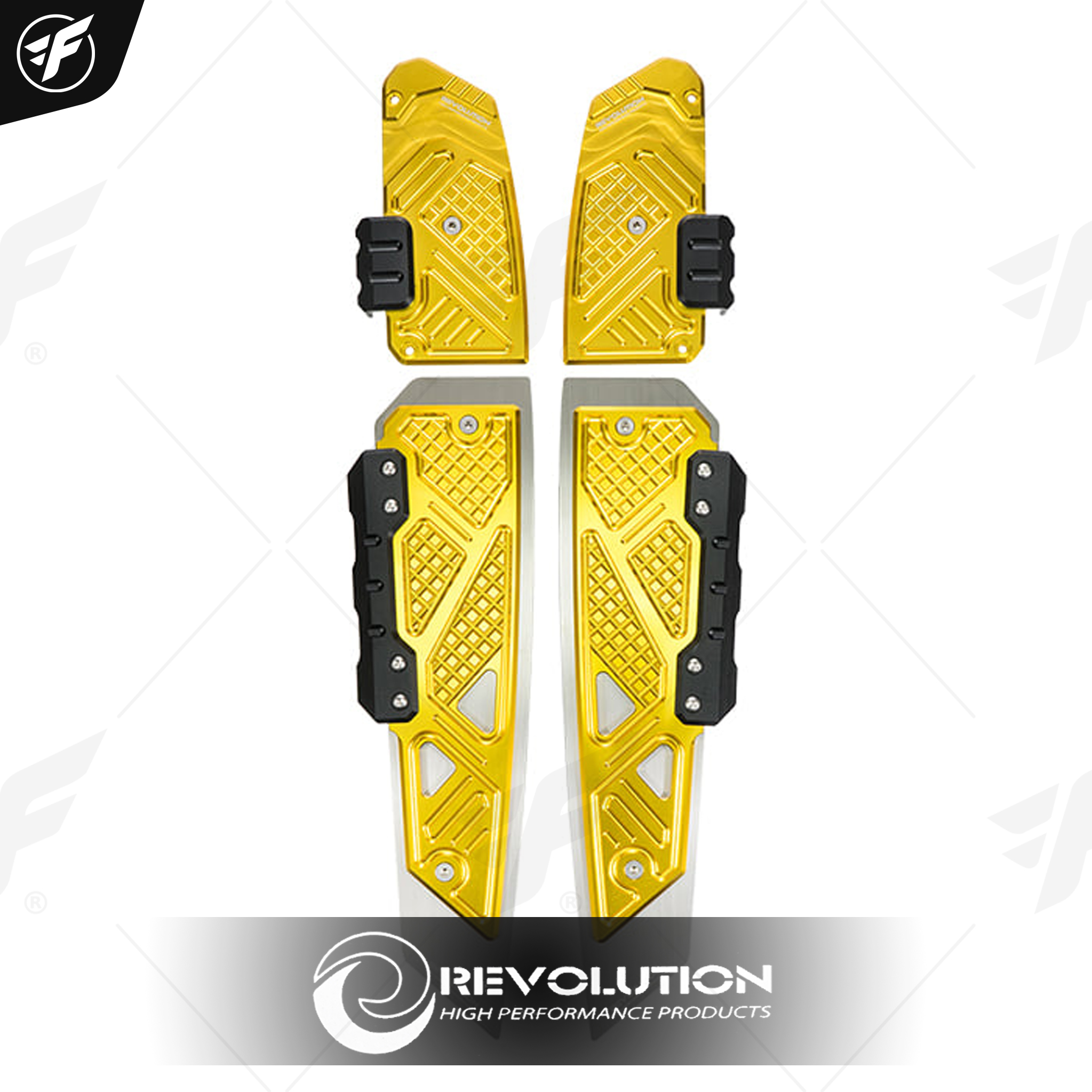 แผ่นรองพื้น(สแตนเลส+มีเนียมCNC) REVOLUTION V2 FORZA-350/300 NEW ทอง