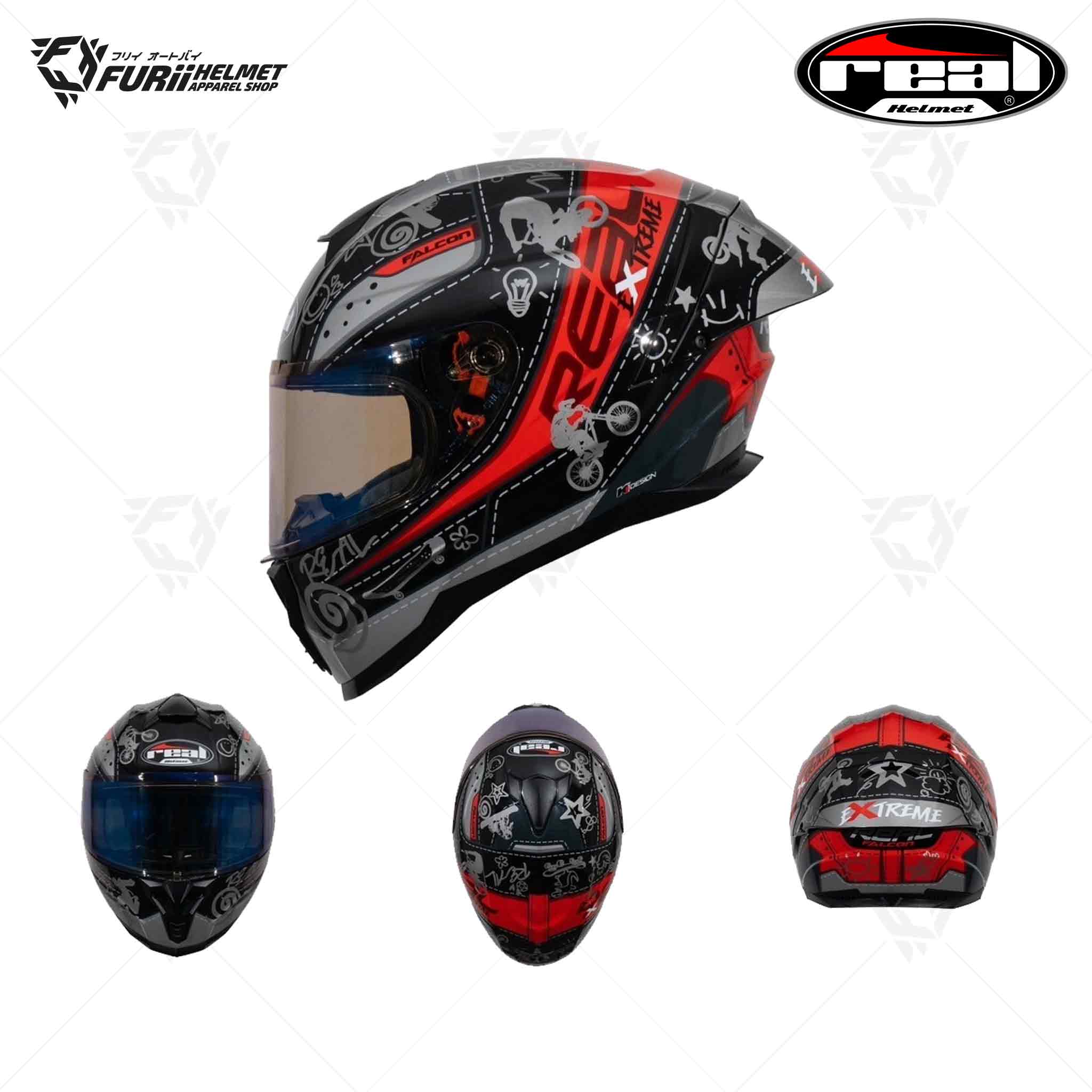 หมวกกันน็อค Real Falcon Extreme Black-Red