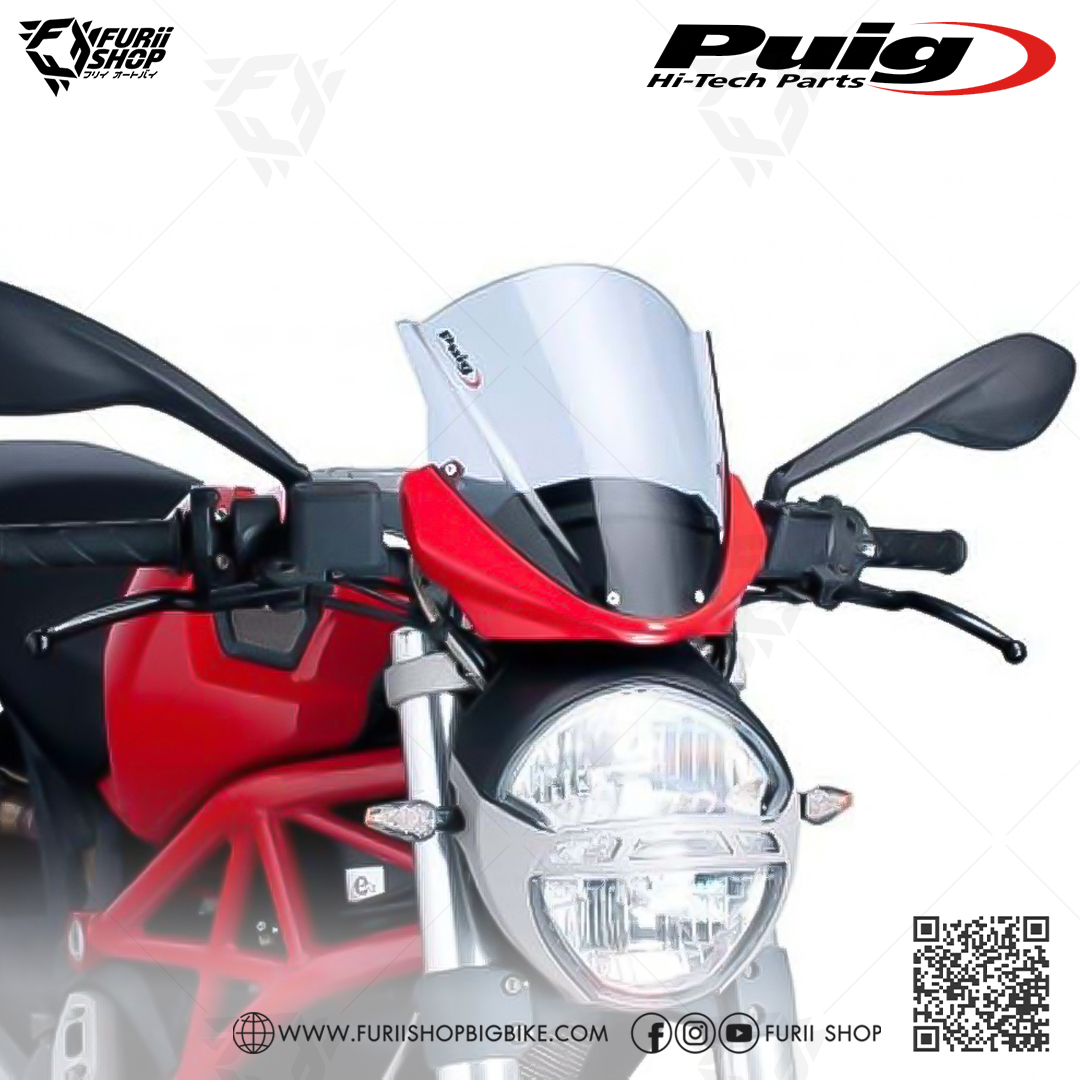 ชิวหน้า PUIG CUSTOM WINDSHIELD ONLY UPPER H-Smoke FOR Ducati Monster 795,696,796,1100