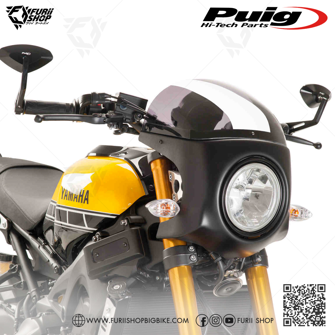ชิลด์หน้า Puig Windshield Retro Semi Fairing Black : for Yamaha XSR900 2017-2020