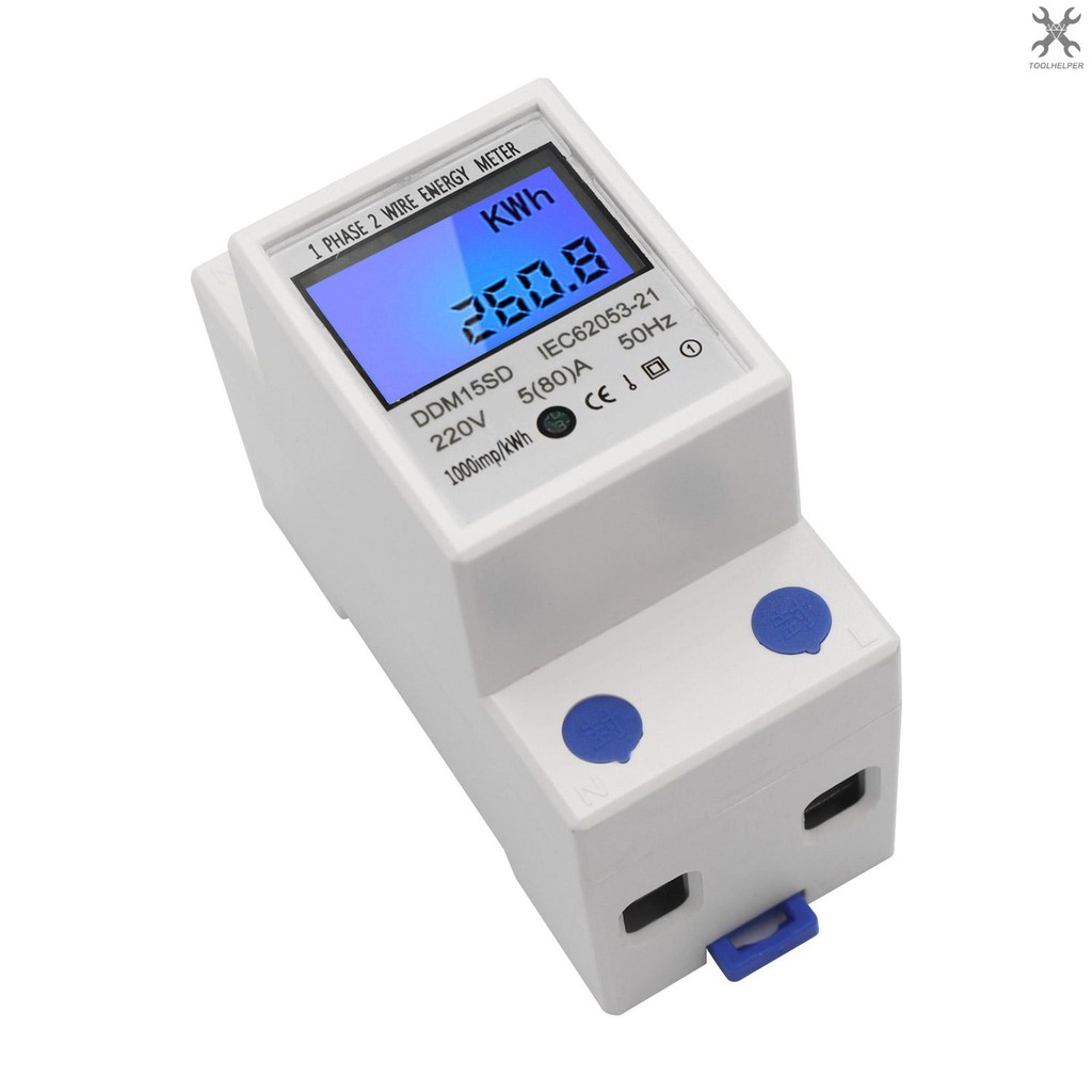 Din Rail LCD Digital Backlight Single Phase Energy Meter kWh Power Consumption Meter Wattmeter Electronic AC 220V