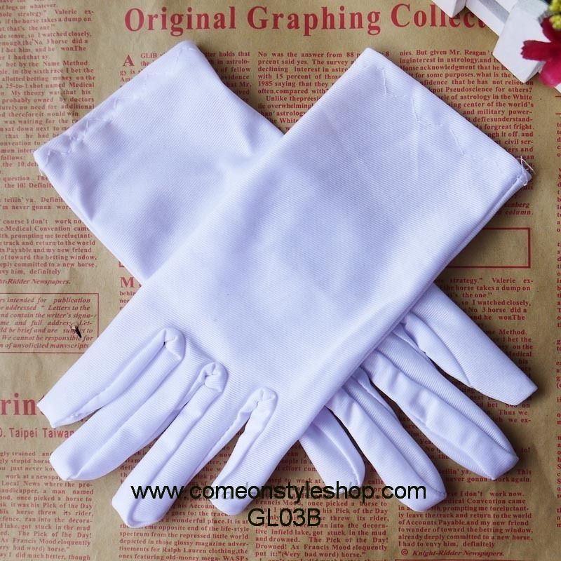 ถุงมือผ้าซาตินแบบสั้น ถุงมือออกงาน การแสดง แต่งงาน คอสเพลย์ Satin Short Gloves