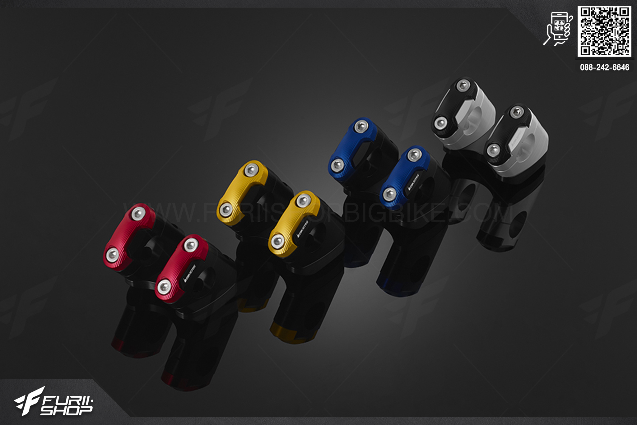 Bar Clamp Set (use with BIKERS' FATBAR, 28.6mm) Bikers Yamaha N-MAX (2015-2019)