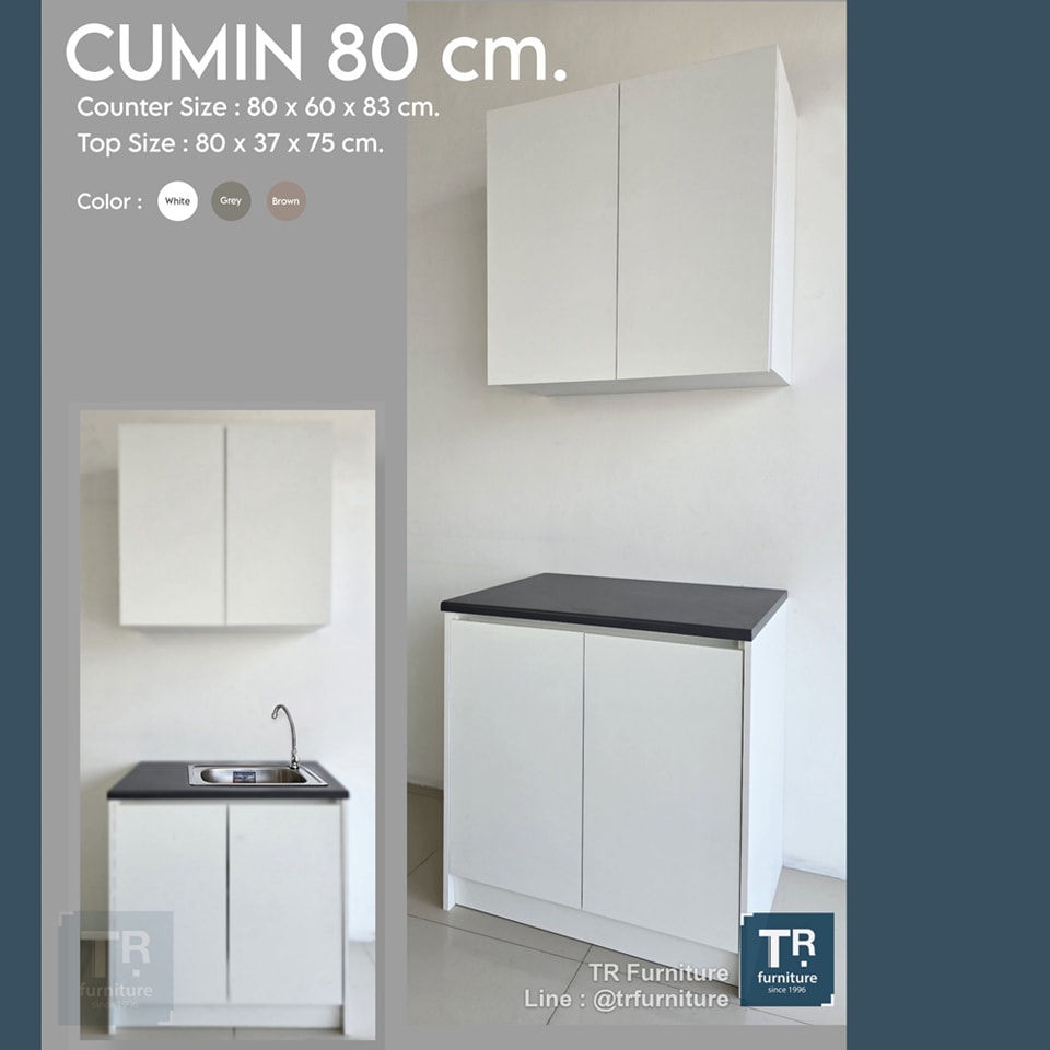 ชุดครัวสำเร็จรูป รุ่น CUMIN คิวมิน 80 cm. Top เรียบ