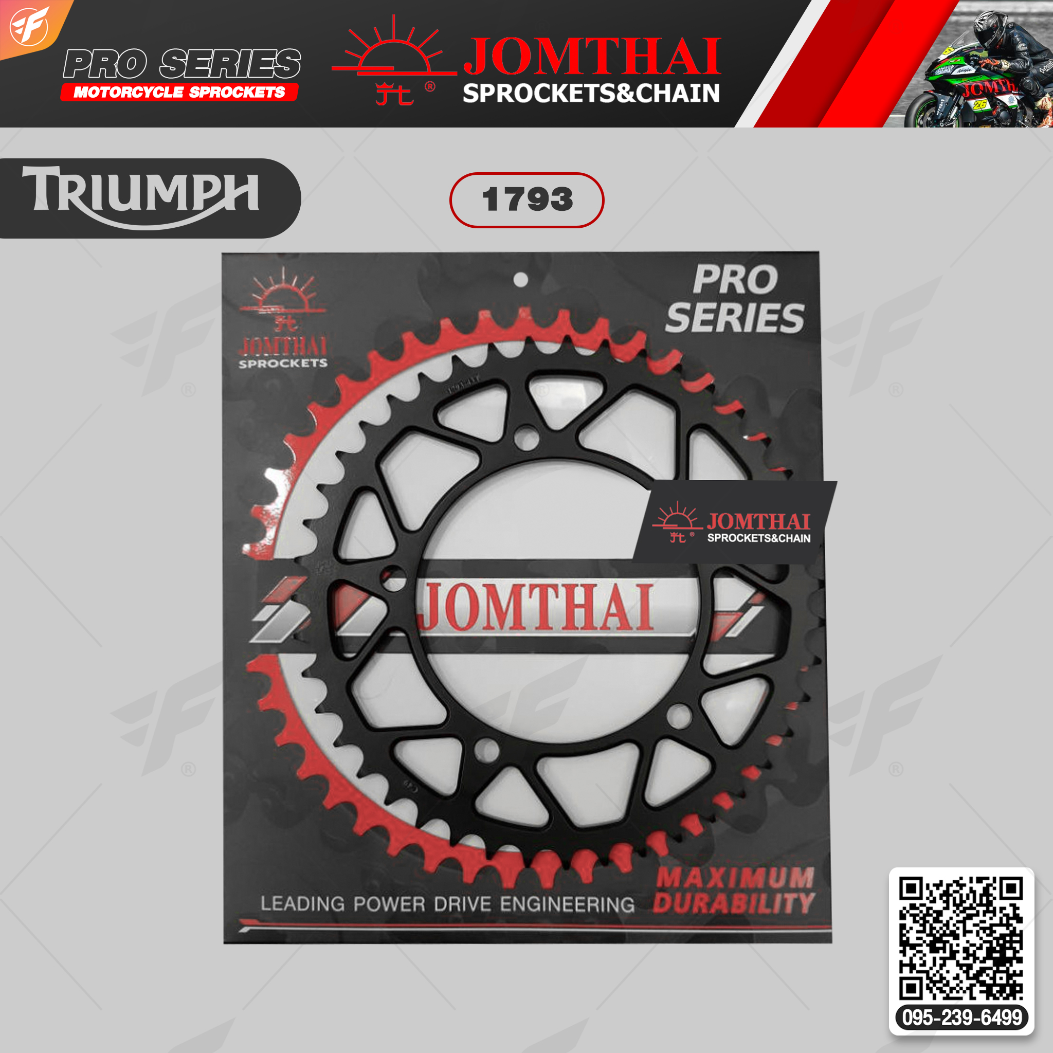 สเตอร์หลัง JOMTHAI (พระอาทิตย์) : 1793 43ฟัน Chain 520 For Triumph 800 T100 (02-05), 865 T100 (06-15), 865 Scrambler (15), 865 Thruxton (07-15), 900 Scrambler (15) ตัวหม้อลม5รู