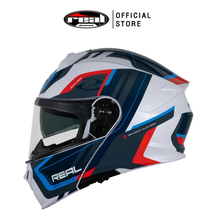หมวกกันน็อคเต็มใบเปิดคางได้ Real Helmets ATLAS STRATUS หมวกกันน็อค Flip-Up สไตล์สปอร์ต ยกคางได้ เท่ล้ำทุกมุมมอง