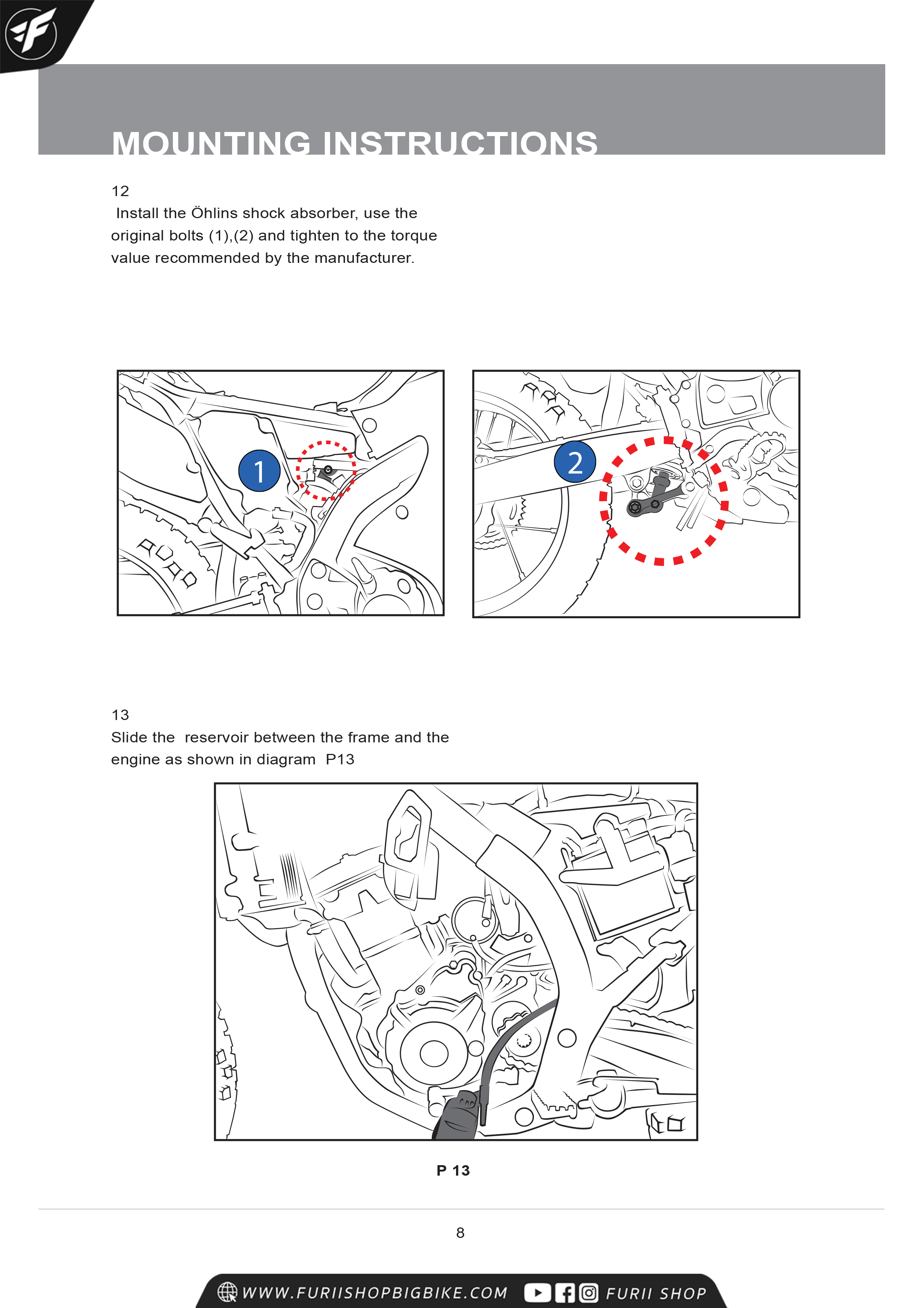 โช๊คหลัง โช๊คแต่ง โช๊คมอเอตร์ไซค์ OHLINS HO703 FOR HONDA CRF250 R