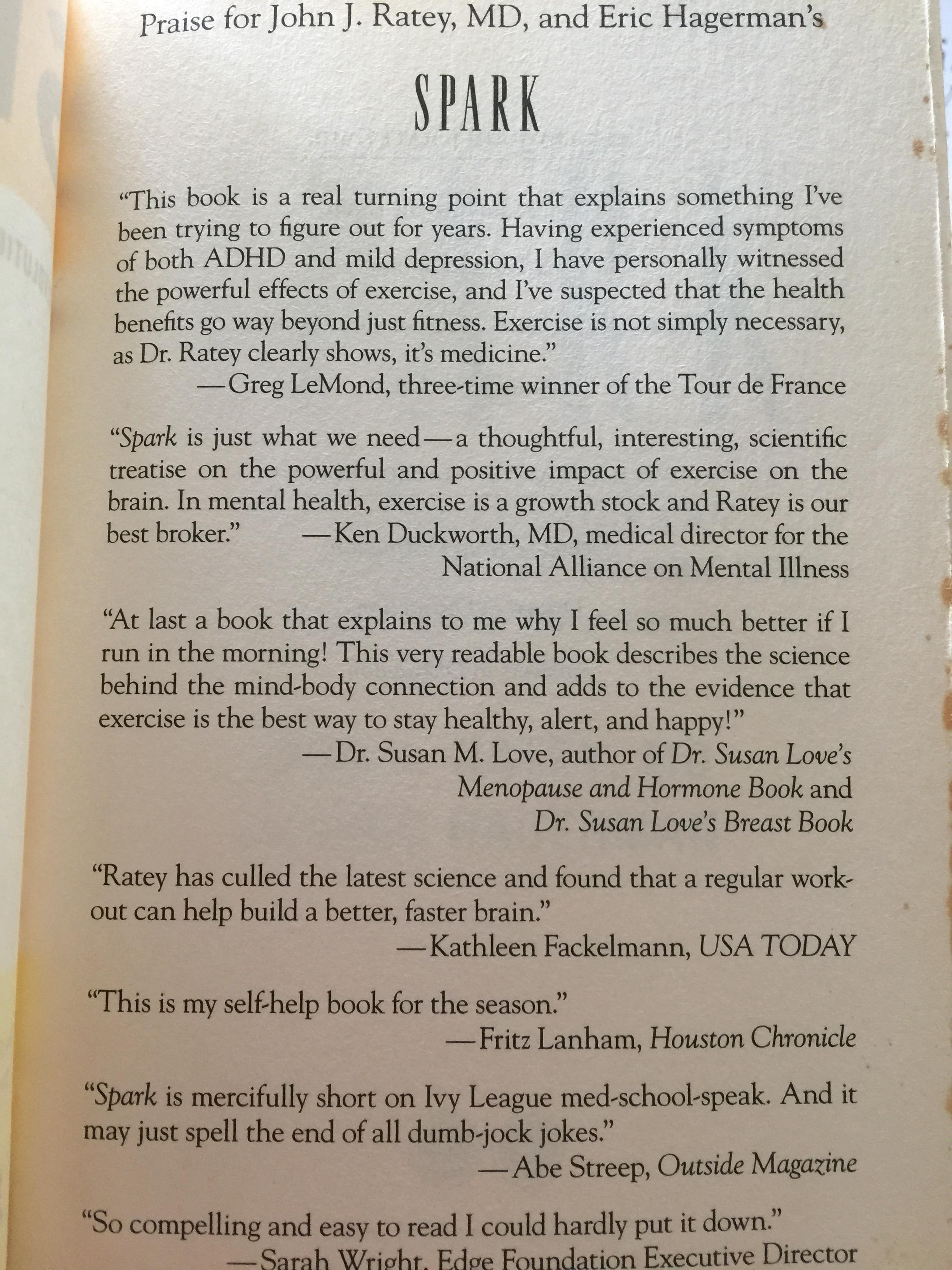 SPARK. THE REVOLUTIONARY NEW. SCIENCE OF EXERCISE AND THE BRAIN ผู้เขียน John J.RATEY 0 กก.