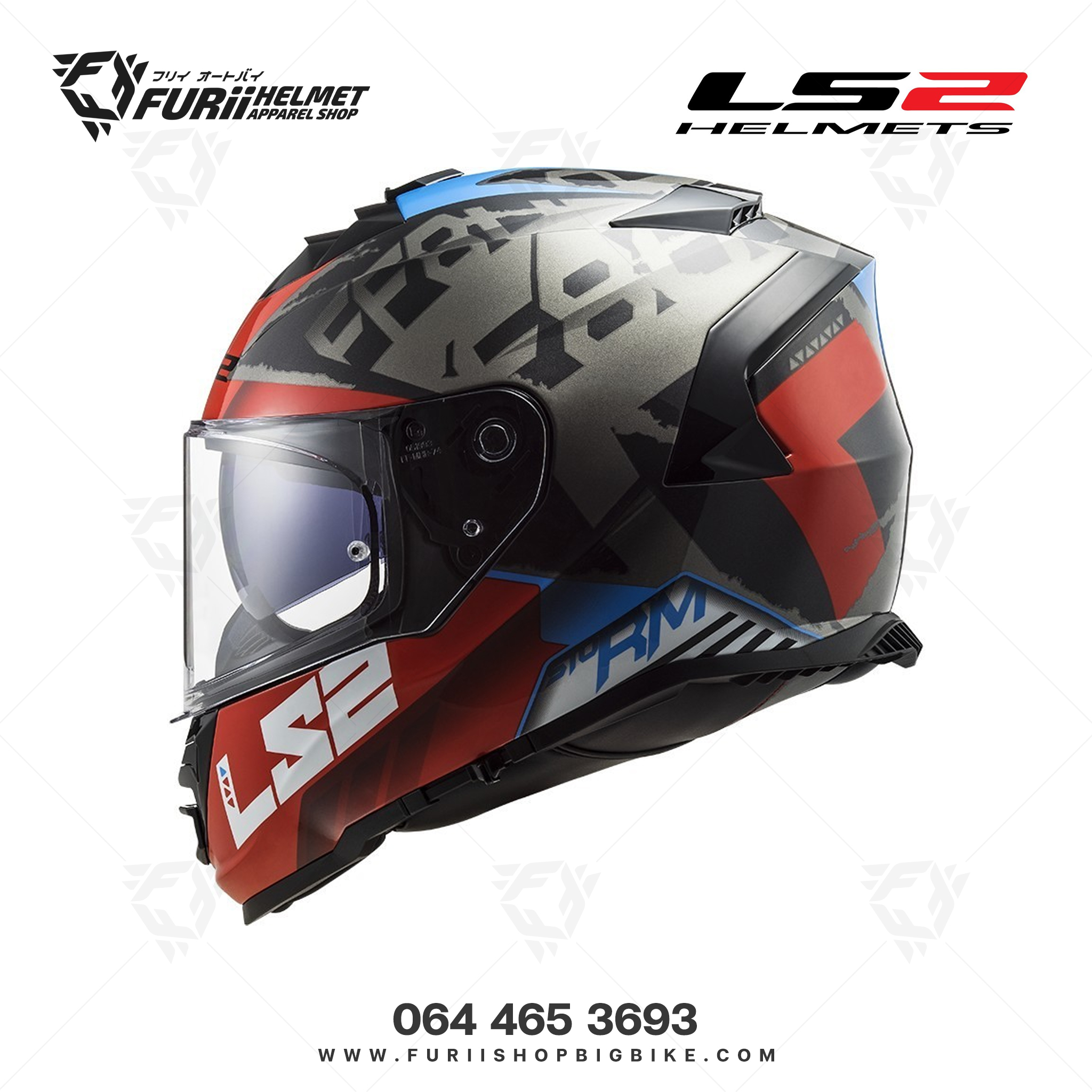 หมวกกันน็อค LS2 Helmet FF800 STROM : SPRINTER BLACK RED TITANIUM