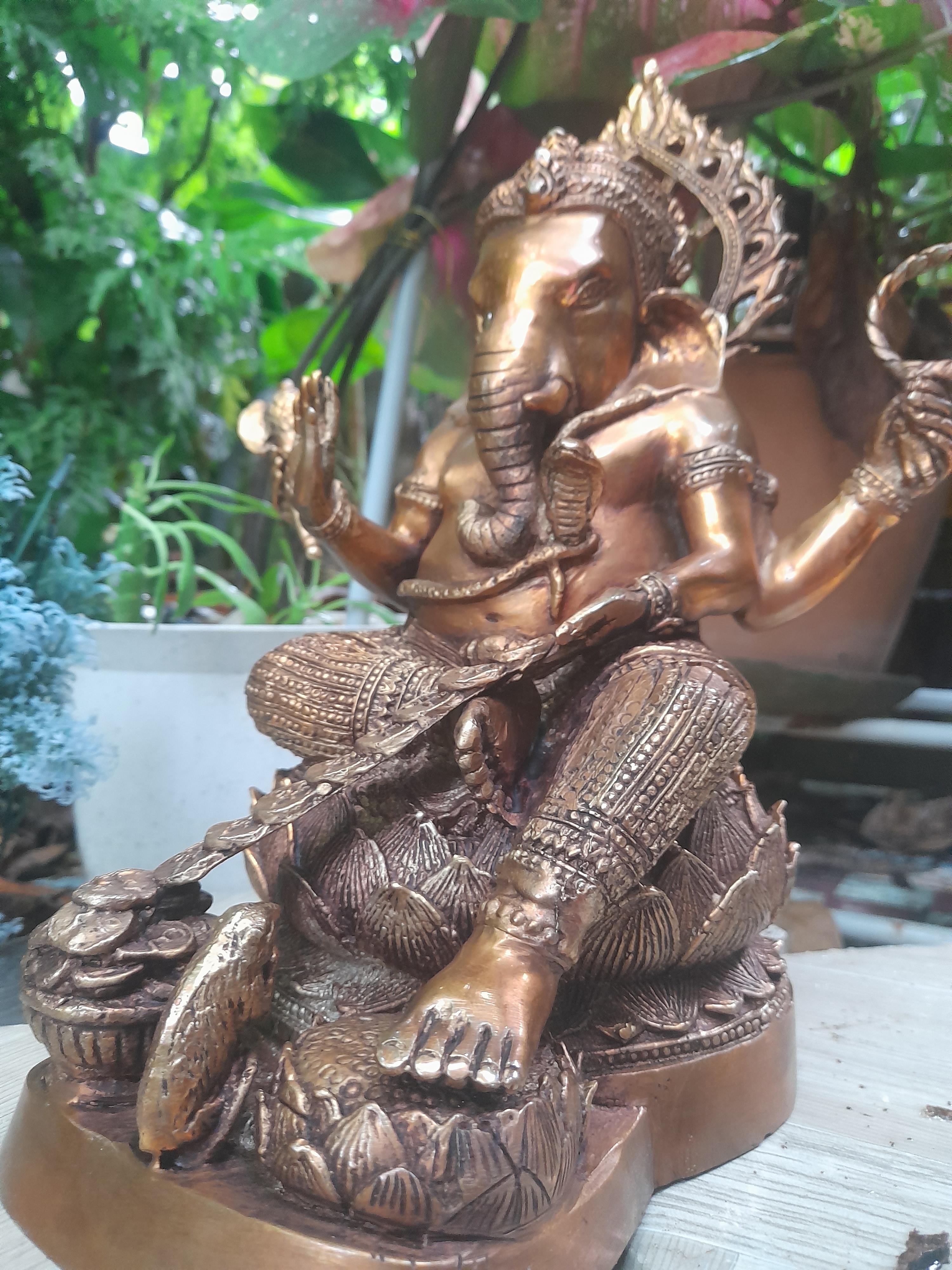 พระพิฆเนศ ปางเอกทันตะ คณปติ องค์ทองเหลือง ปางสำเร็จในทุกสิ่ง