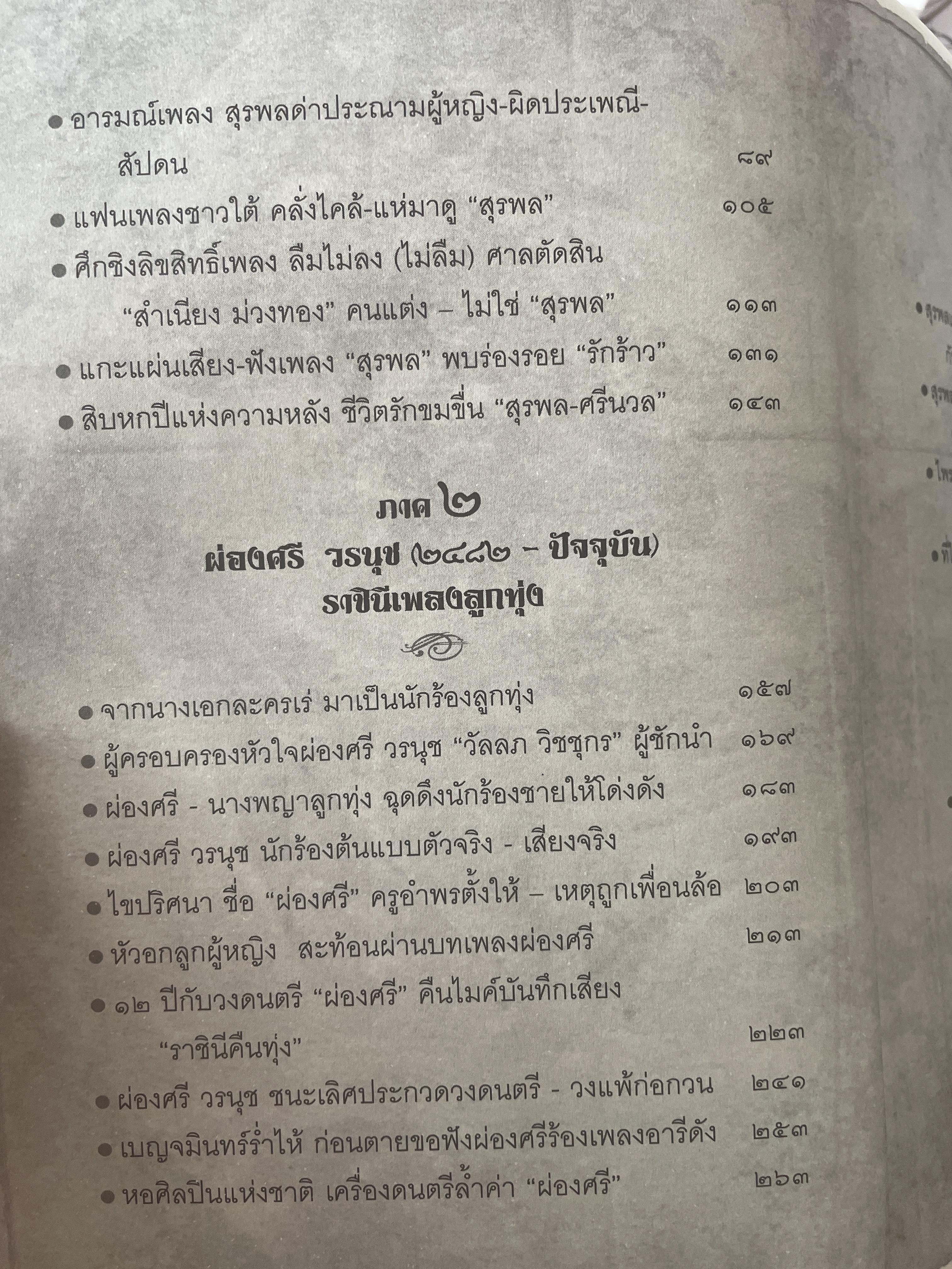 ราชาและราชินีลูกทุ่ง สุรพล สมบัติเจริญ ผ่องศรี วรนุช เรื่องราวของชีวิต บทเพลงและความผูกพันโยงใย ของราชาและราชินีลูกทุ่งที่ไม่เคยเปิดเผยที่ไหนมาก่อน ร่วมรำลึก 44 ปีกับการจากไป ของขุนเพลงลูกทุ่ง ผู้เขียน เลิศชาย คชยุทธ 2,200 กรัม