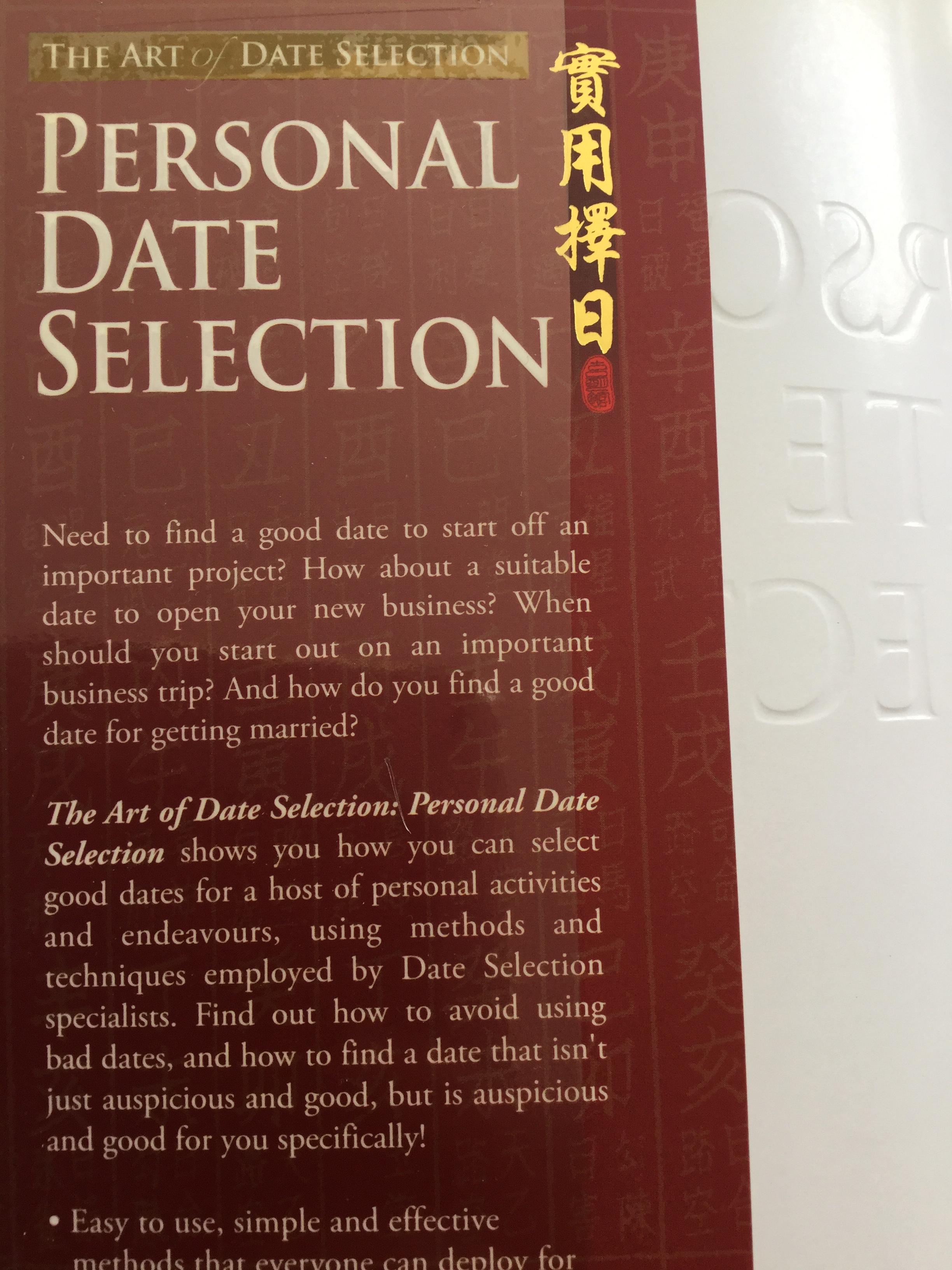 PERSONAL DATE SELECTION. The ART of Date Selection. For personal activities and endeavours. ผู้เขียน Joey yap 0 กก.