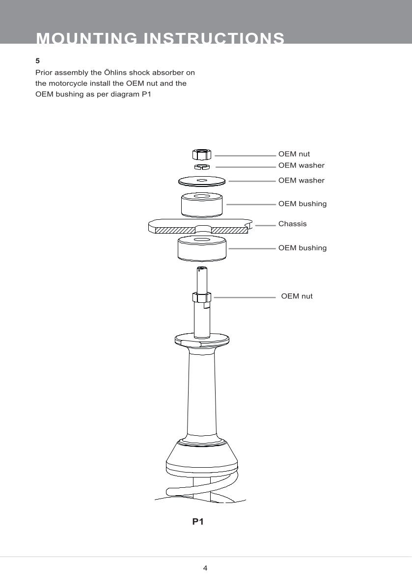 โช๊คหลังแต่ง Ohlins PI812 For Vespa Sprint 150 ABS ปี 2017-2024