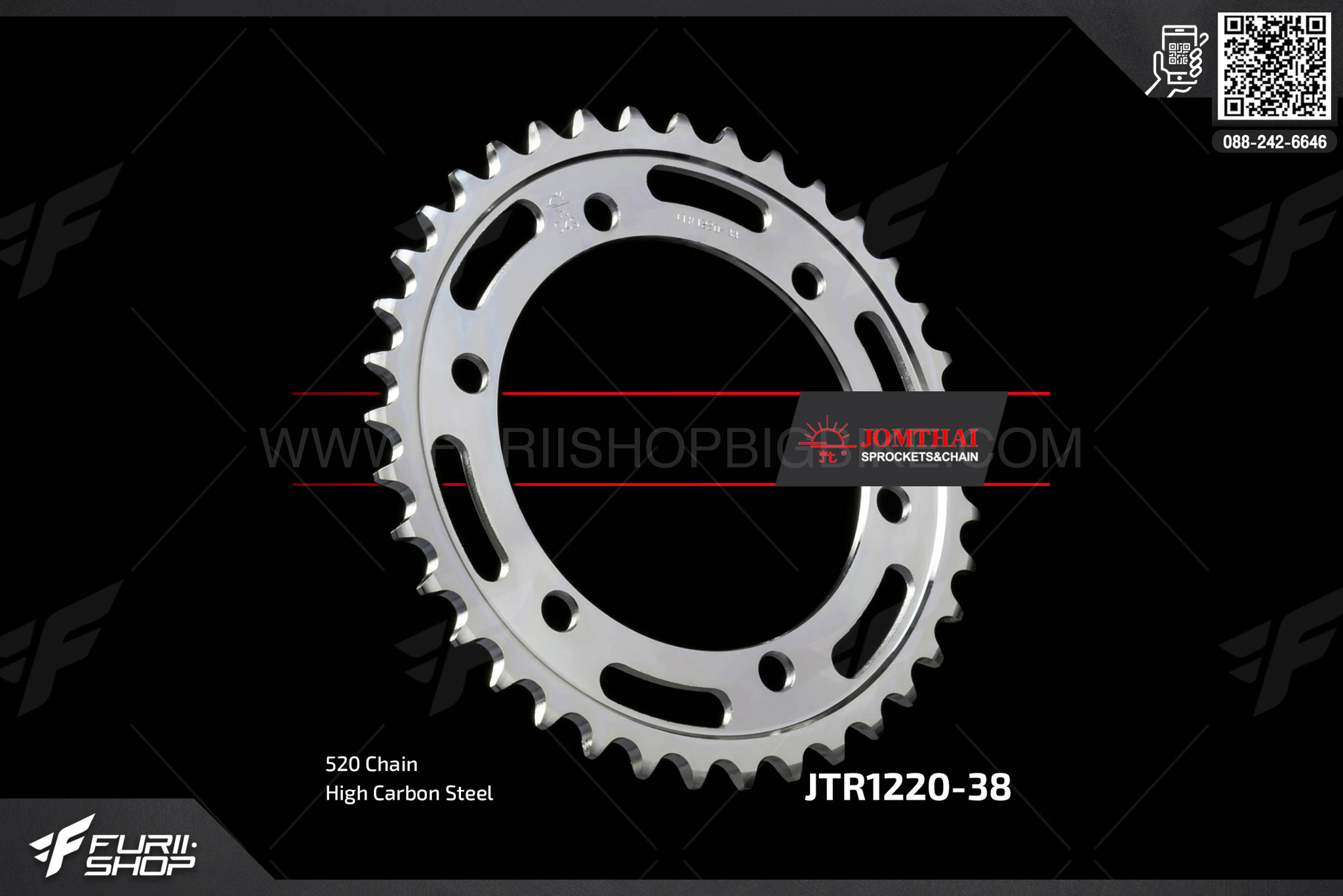 สเตอร์หลัง JOMTHAI (พระอาทิตย์) 38ฟัน รหัส JTR1220-38 For CBR250R, CB300F, CBR300R