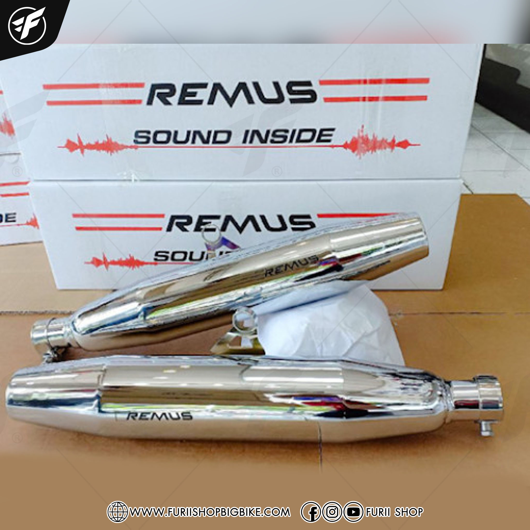 ท่อ REMUS SLIP ON CHROME FOR Triumph Thruxton R