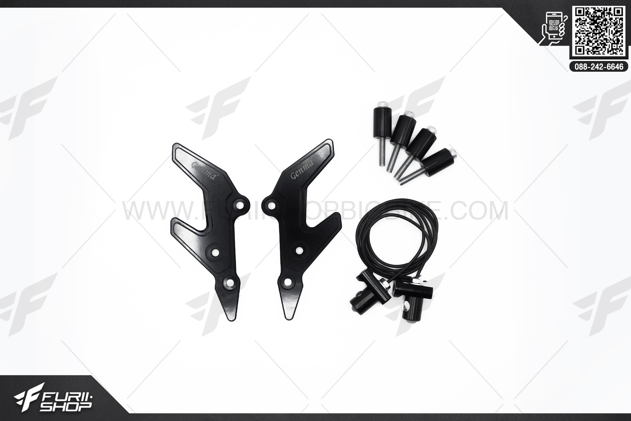 การ์ดโช๊ดหน้าพร้อมชุดไฟ LED GENMA รุ่น FKI-H1029-14 FOR HONDA CB150R สีดำ
