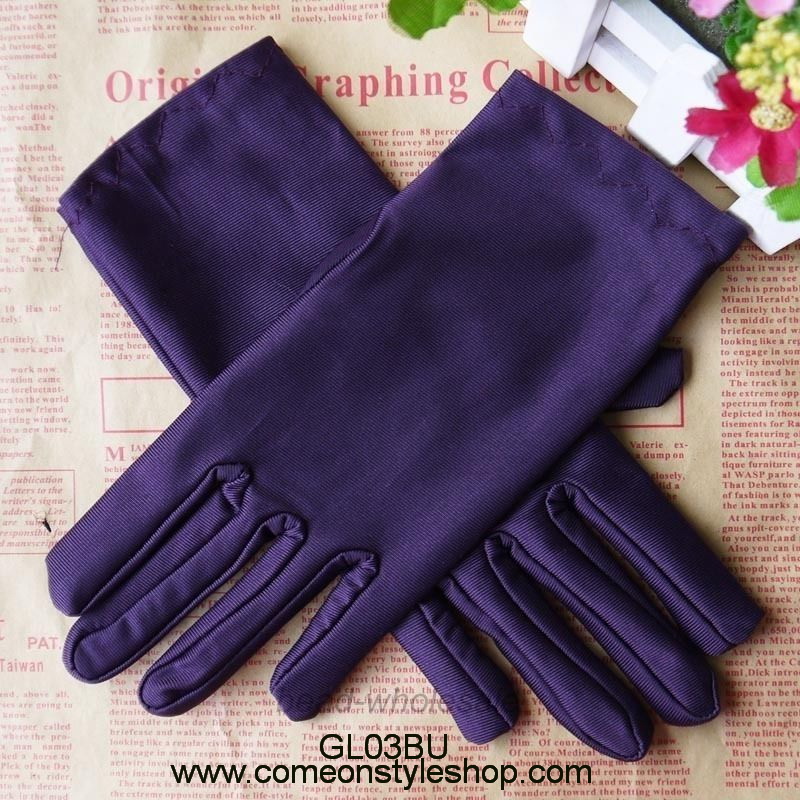 ถุงมือผ้าซาตินแบบสั้น ถุงมือออกงาน การแสดง แต่งงาน คอสเพลย์ Satin Short Gloves