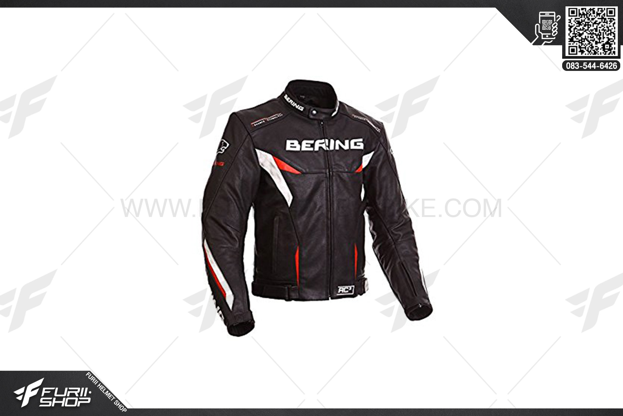 เสื้อแจ็คเก็ต Bering Fizio Cuir Black/Red