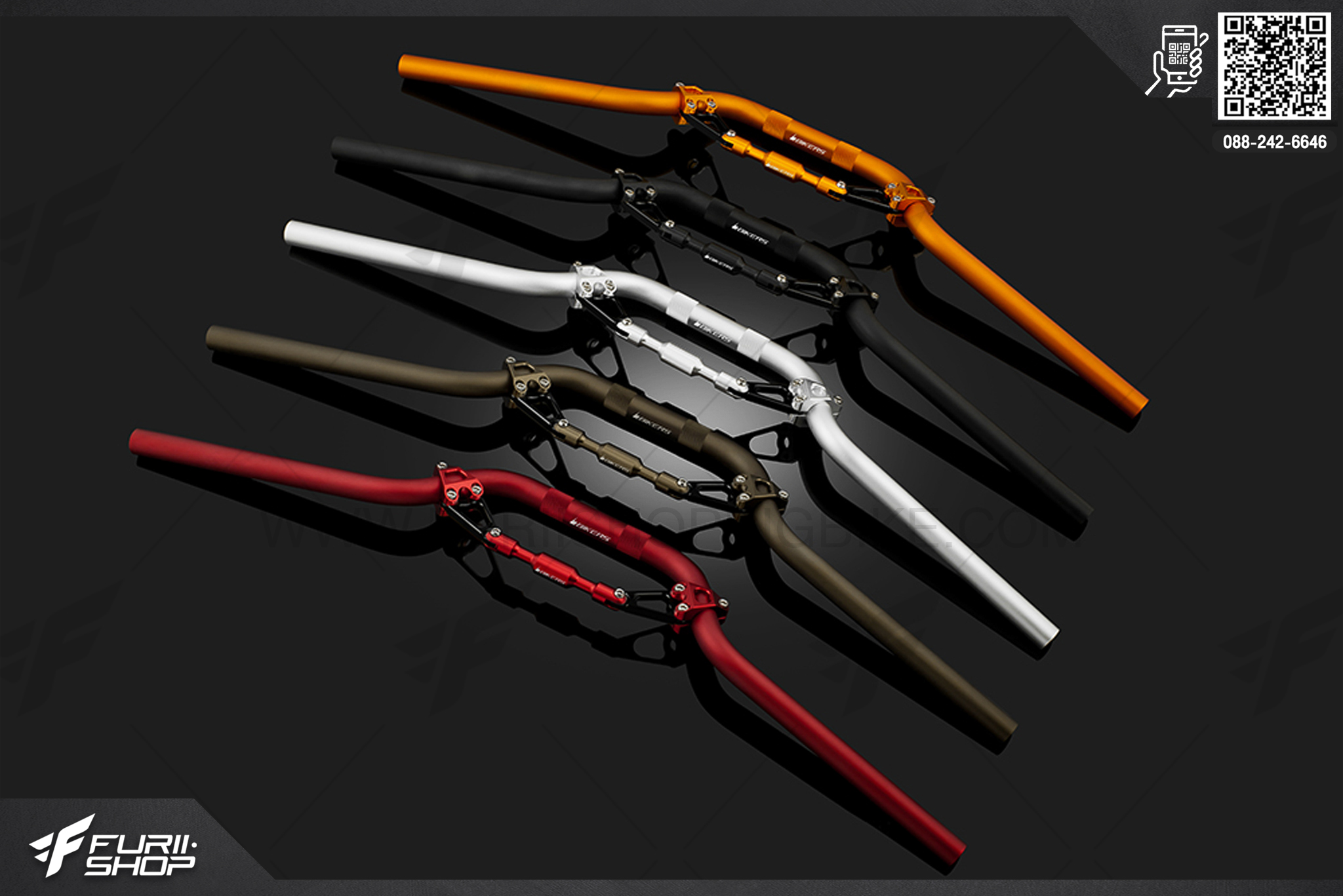 ชุดแฮนด์บาร์พร้อมแกนค้ำแฮนด์ (Handle Bar with Cross Bar) Kawasaki KSR Final Edition แฮนด์มอร์เตอร์ไซค์ แฮนด์บิ๊กไบค์ handlebar แฮนด์บาร์