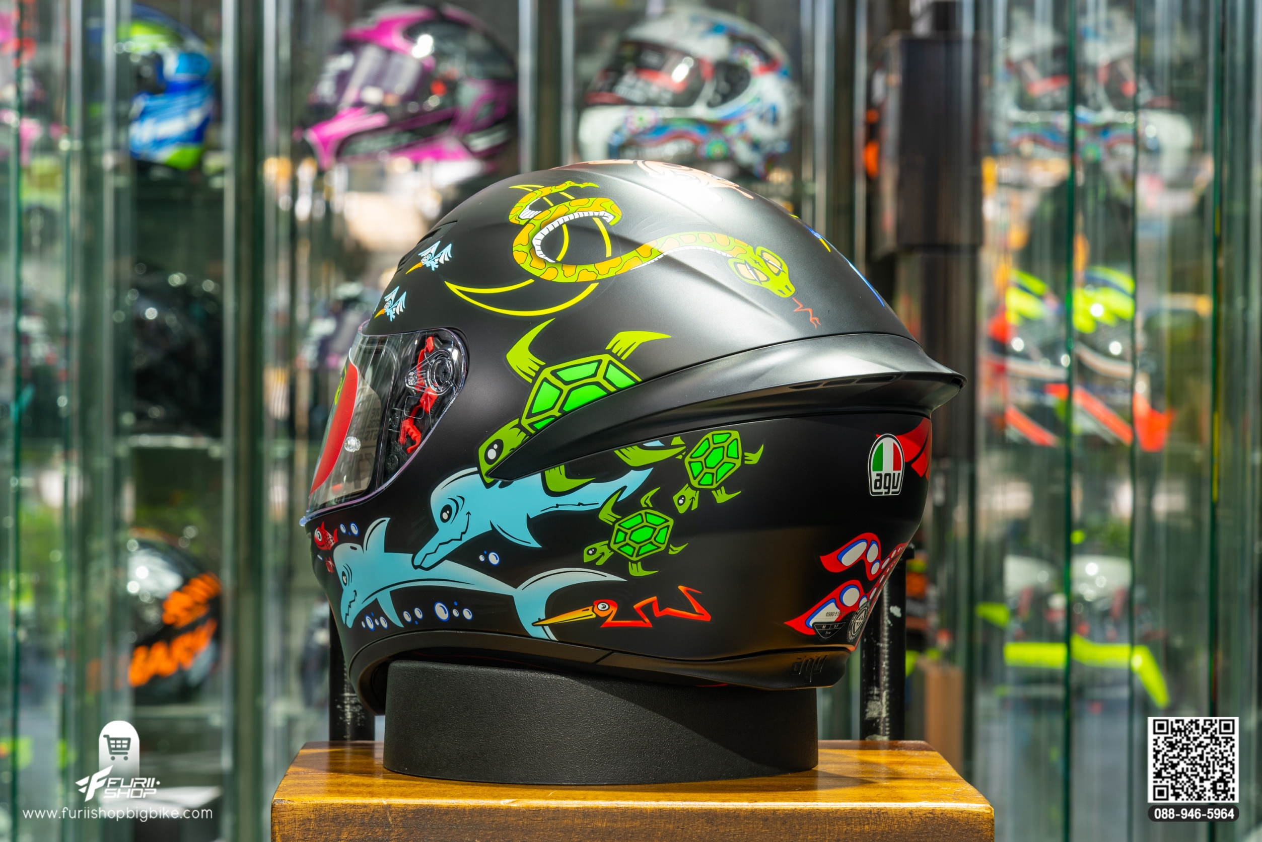 หมวกกันน็อค AGV K1 WHITE ZOO MATT BLACK