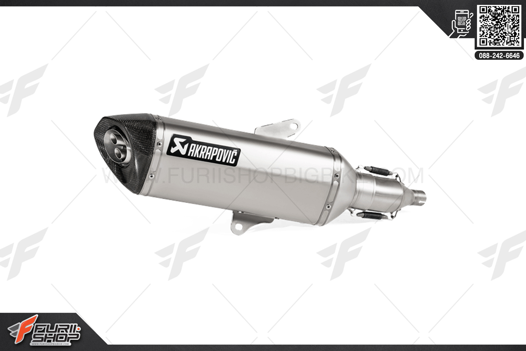 ท่อมอเตอร์ไซค์ AKRAPOVIC TITANIUM Slip-On Line (SS) 2รู FOR Honda Forza300ABS 2018-2019/ForzaABS 350 2020-2022