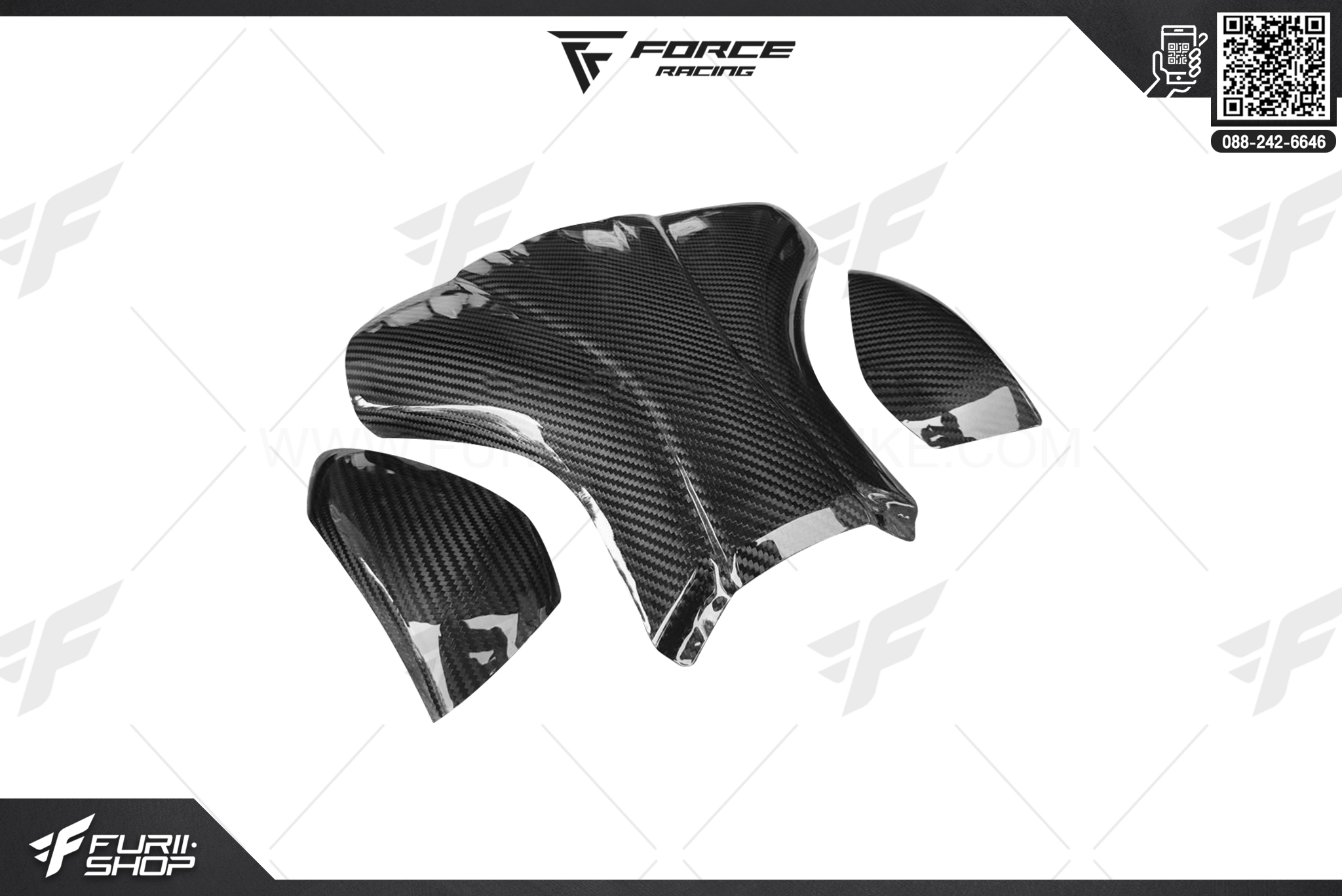 การ์ดถังเพรียวคาร์บอน Force Racing For Kawasaki Z1000 2014+