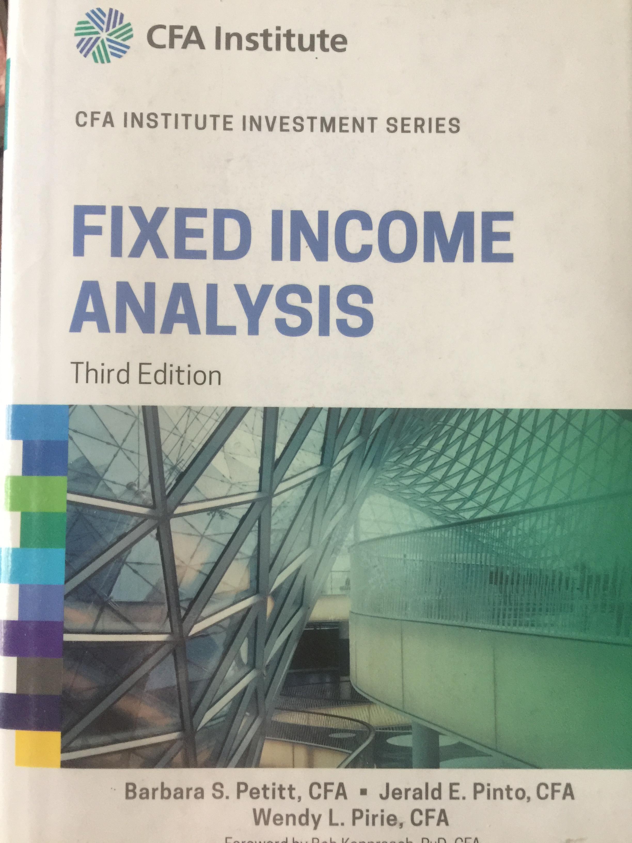 FIXED INCOME ANALYSIS CFA. INSTITUTE INVESTMENT SERIES. 0 กก.