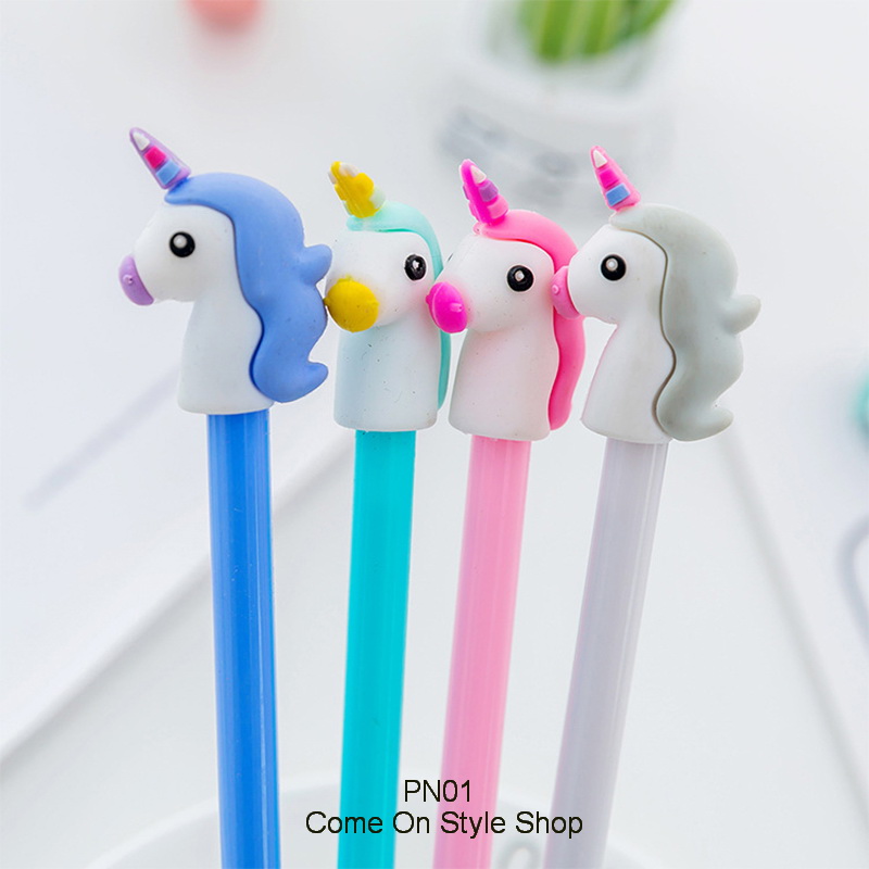 ปากกาเจล ยูนิคอร์น ปากกาหัวการ์ตูน น่ารัก หมึกดำ 0.5 mm Unicorn Gel Pen Cute Cartoon Stationary Black Ink 0.5 mm