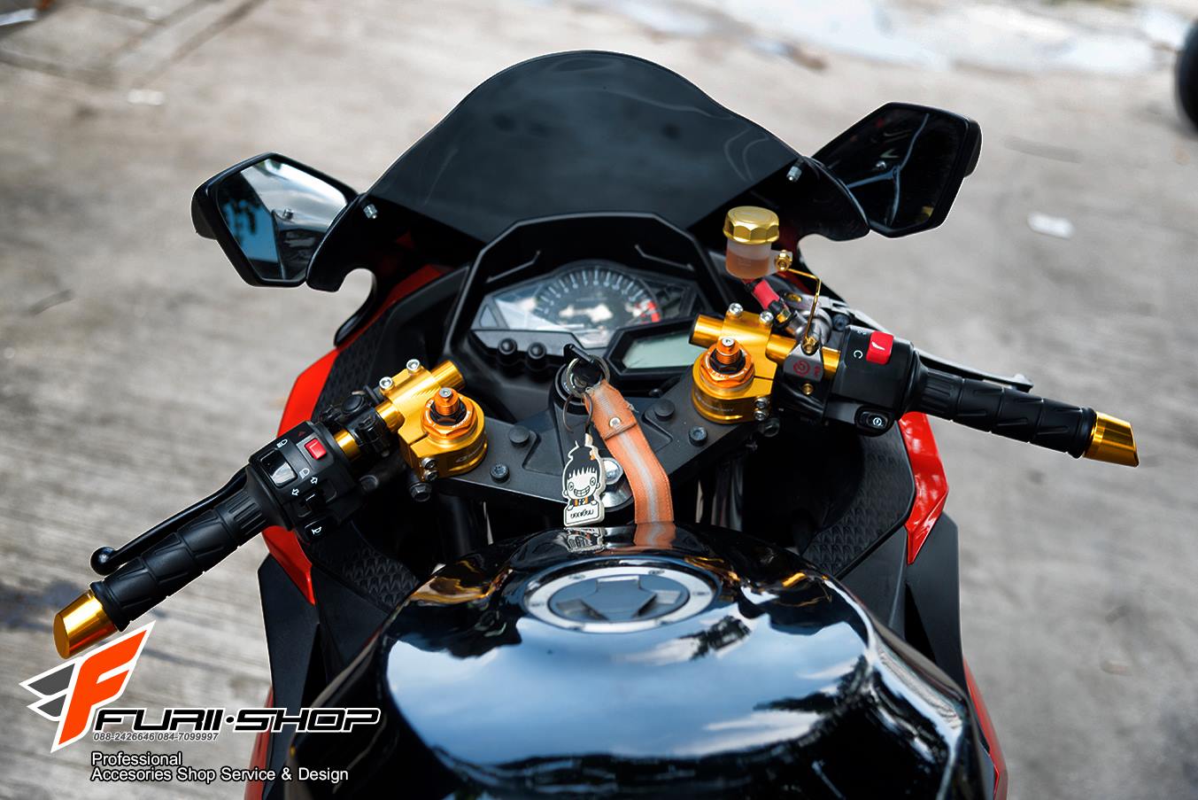 แฮนด์จับโช๊ค Racing boy สีทอง สำหรับ Ninja และ Z