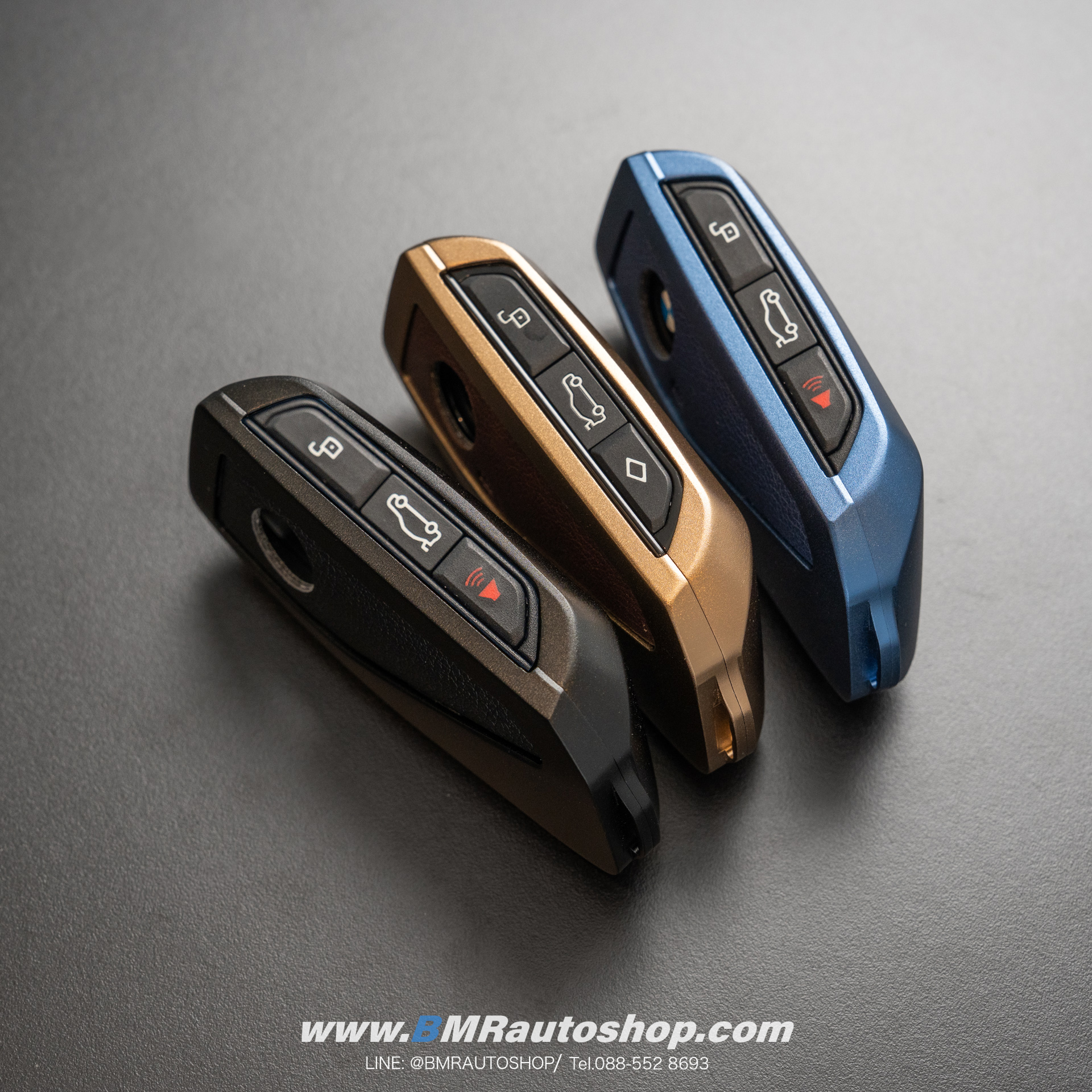 เคสกุญแจอลูมิเนียม+หนังแท้ สำหรับ BMW รุ่น AC227