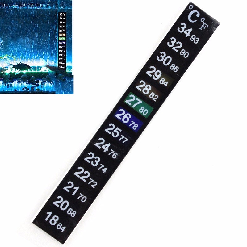 Dual Scale Aquarium Fish Tank Liquid Thermometer Temperature Sticker Stick-on Fahrenheit Digital LCD Adhesive Strip Sticky