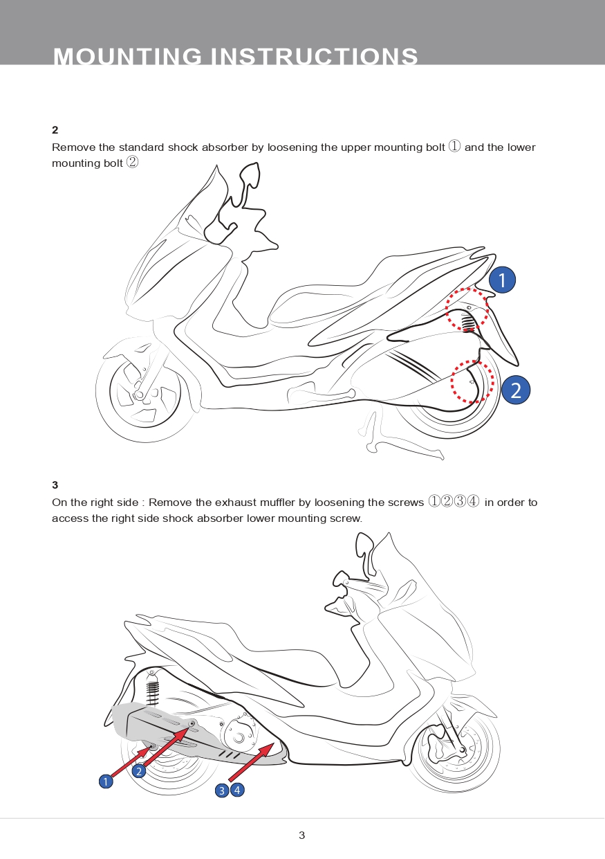 โช๊คหลังแต่ง Ohlins ZO433 For Zontes 350E ปี 2024