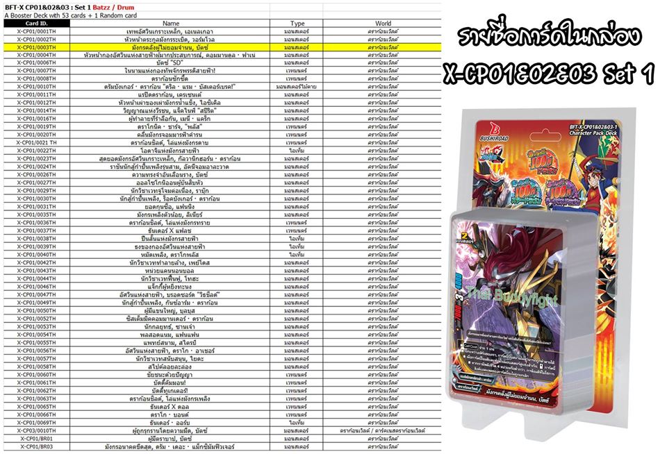 บัดดี้ไฟท์ buddy fight ภาษาไทย ชุด BFT-X-CP01&02&03-1