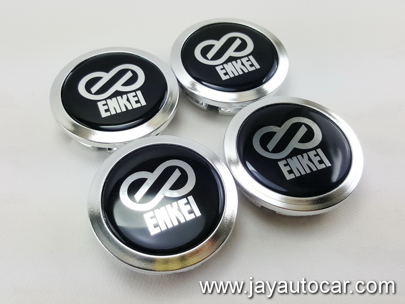 ฝาล้อรถยนต์ สำหรับ ล้อแม็ก สติ๊กเกอร์เรซิ่น ENKEI สีเงิน ขนาด 58 มิล 1ชุด 4ชิ้น 58mm.