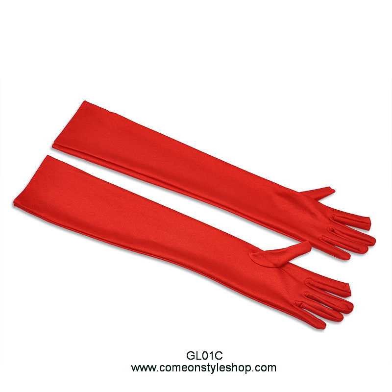 ถุงมือออกงาน แบบยาว 21 นิ้ว ถุงมือเจ้าสาว ผ้าซาติน เรียบหรู วินเทจสไตล์ Long gloves satin wedding bridal