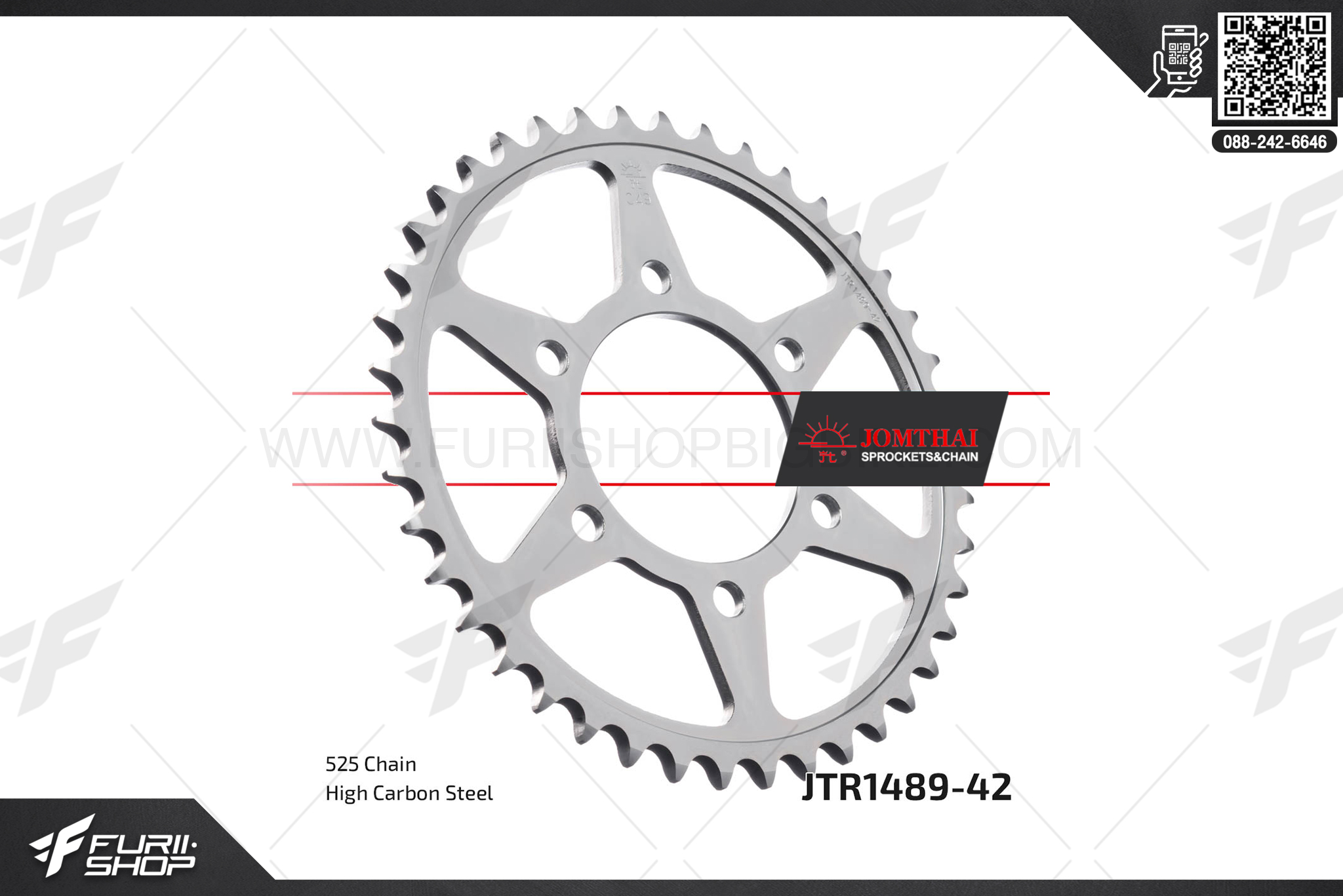สเตอร์หลัง JOMTHAI (พระอาทิตย์) 42ฟัน รหัส JTR1489-42 For Z1000, ZX-10R