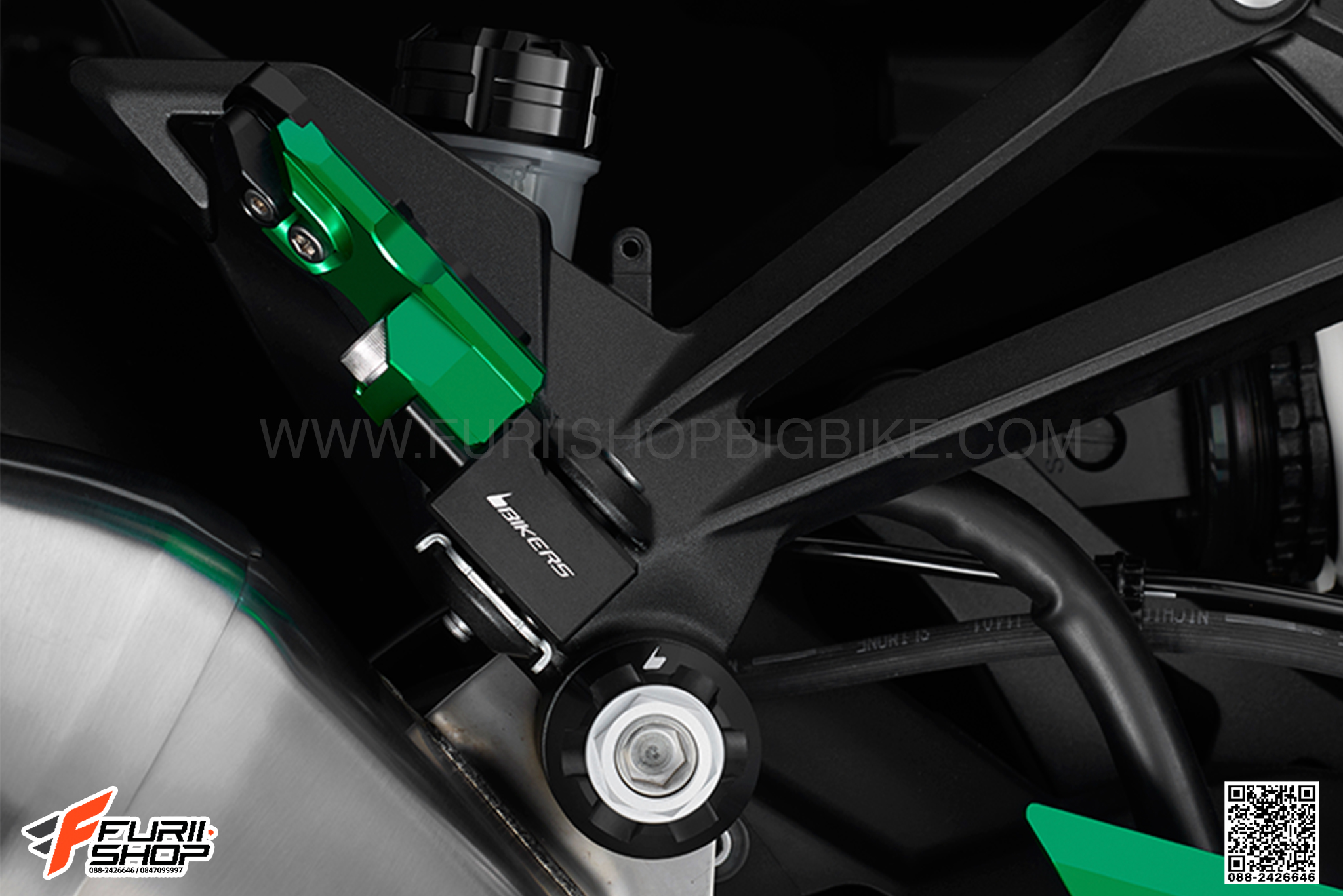 พักเท้าหลัง BIKERS สีเขียว FOR KAWASAKI Z1000