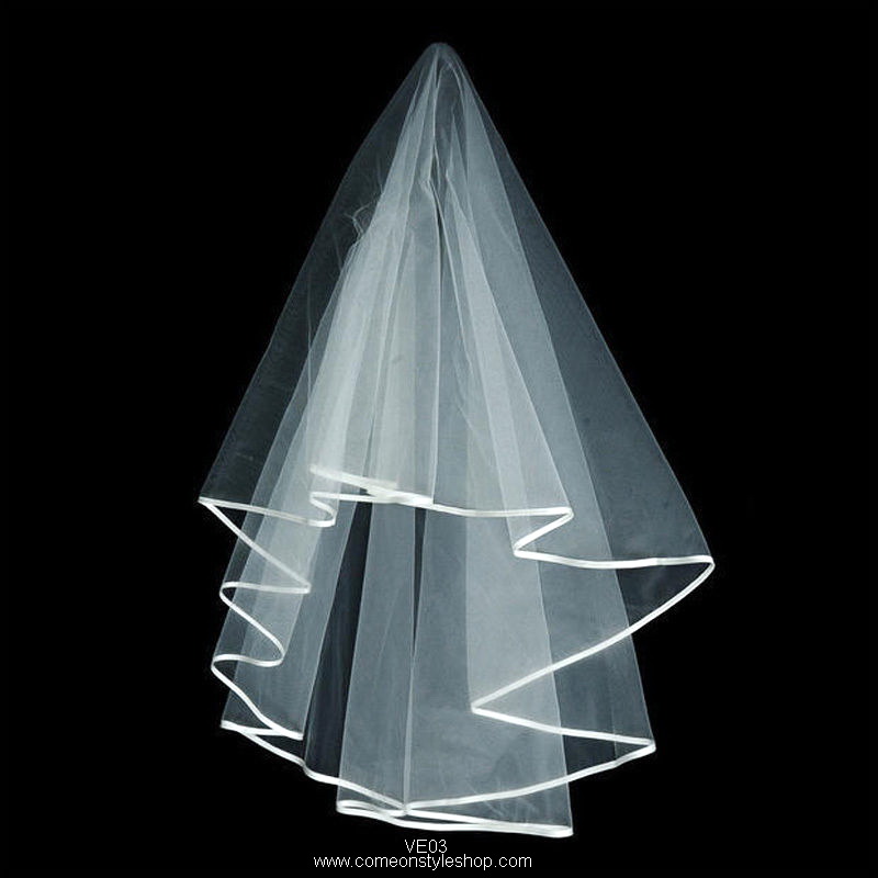 ผ้าคลุมผมเจ้าสาว เวล ชุดแต่งงาน สีขาว พร้อมหวี Beautiful Short White Wedding Bridal Veil VE03