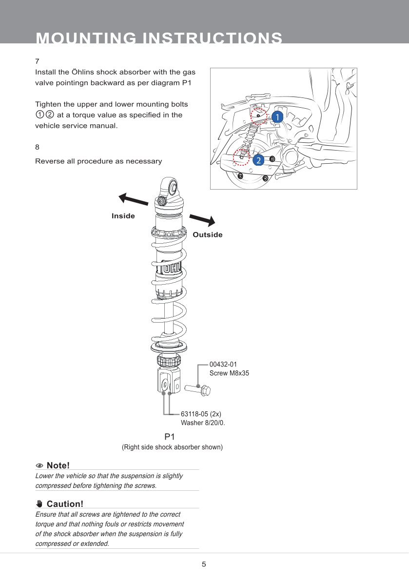 โช๊คหลัง OHLINS LA941 FOR Lambretta V200